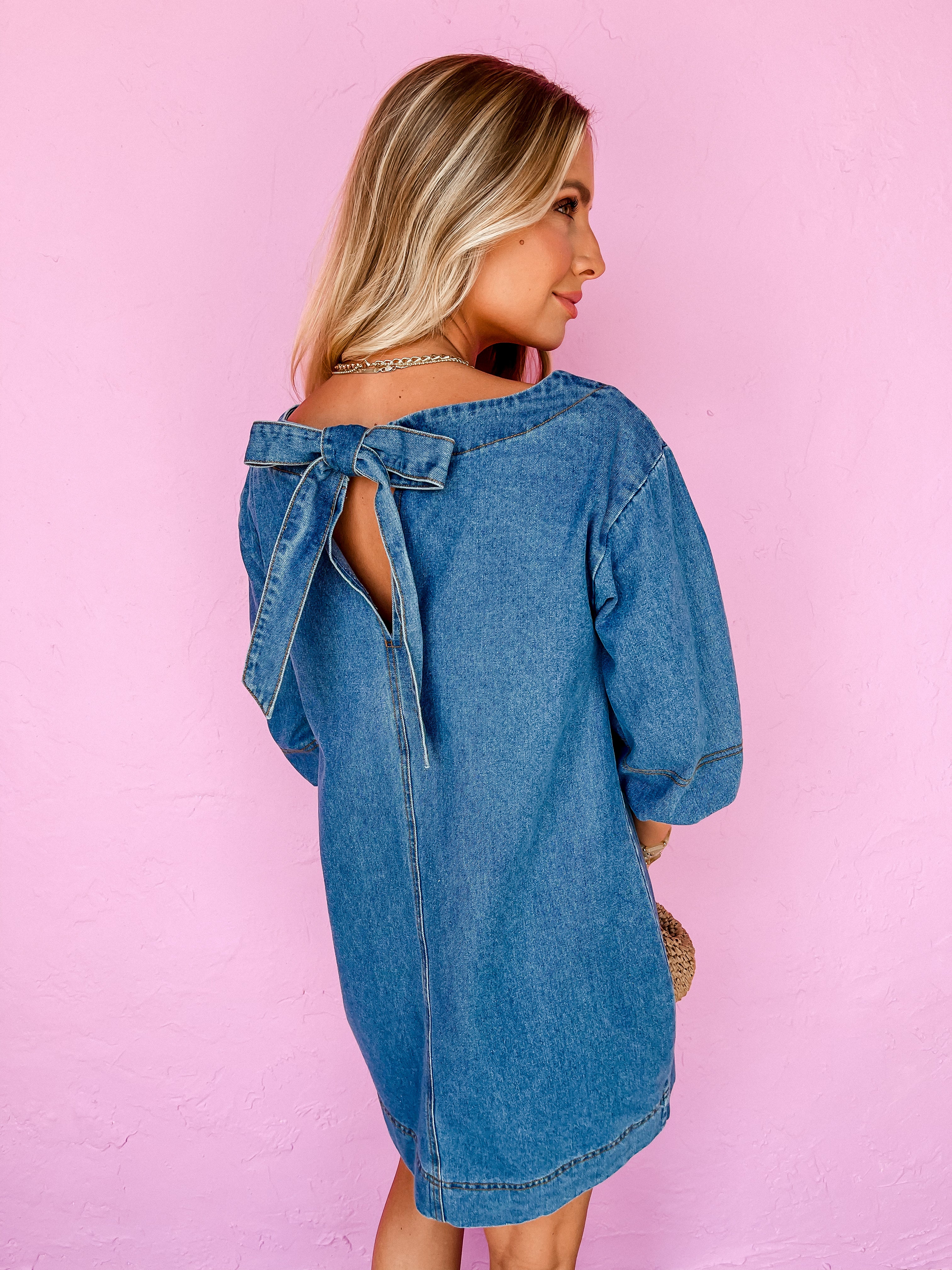 Just The Right Time Boat Neck Denim Dress