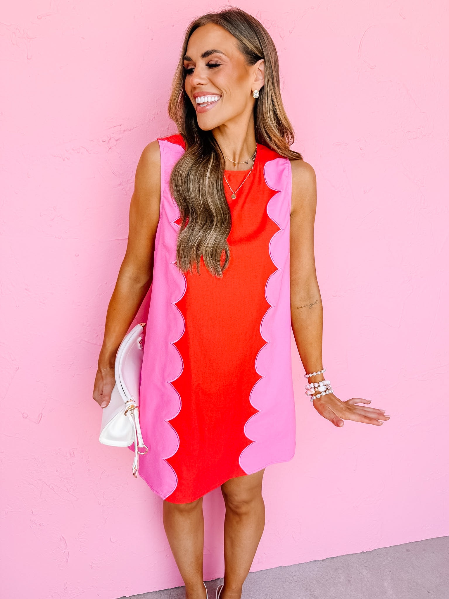 Kaebrie Sleeveless Mini Dress-Red/Pink