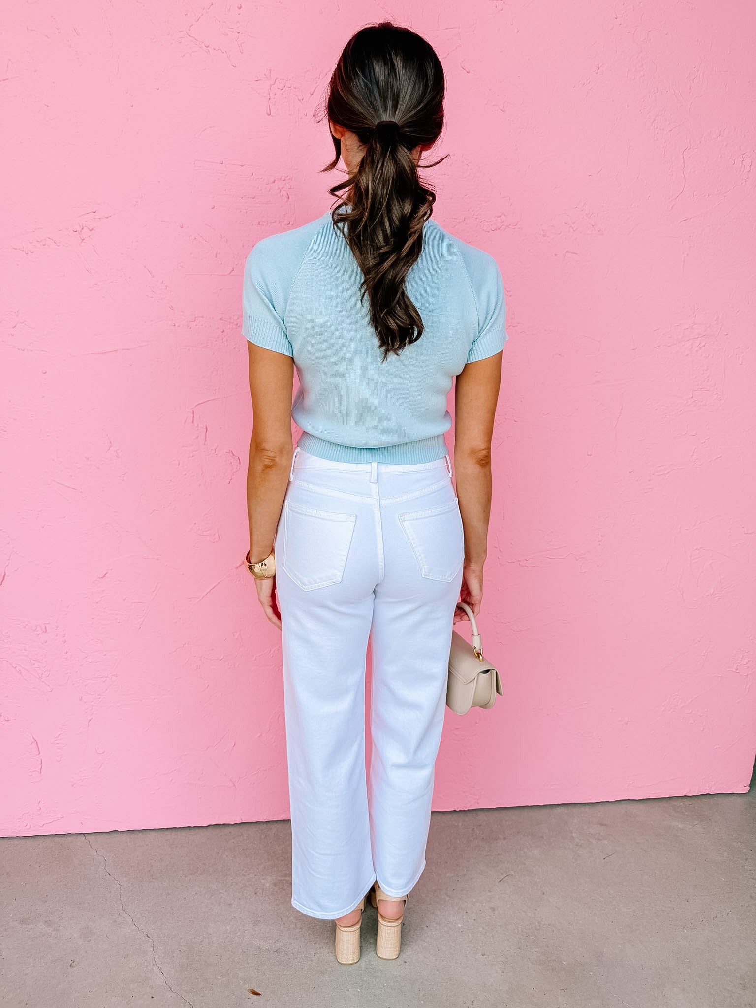 Keely Short Sleeve Knit Top-Blue