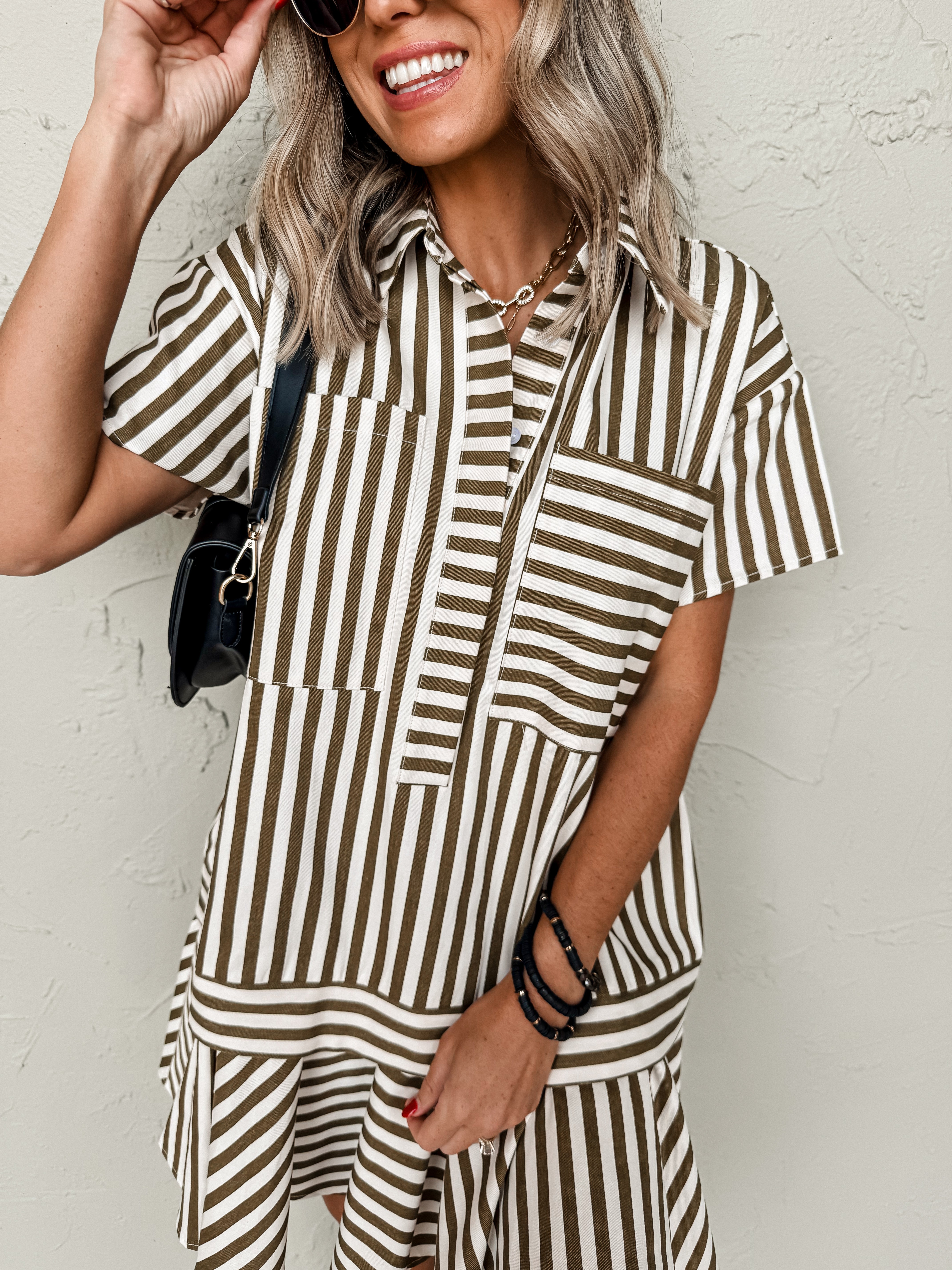 Keep You Around Striped Shirt Dress