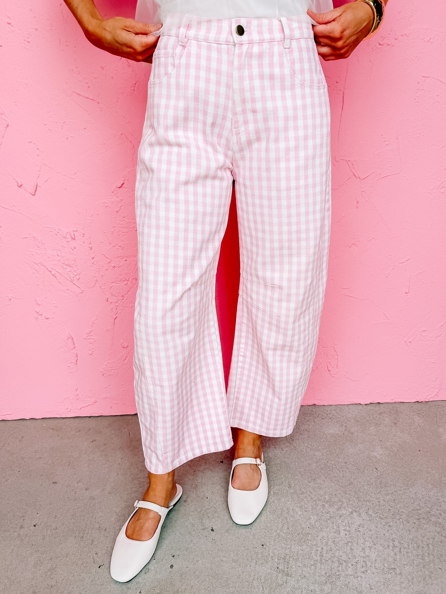 Kelly Gingham Barrel Pants