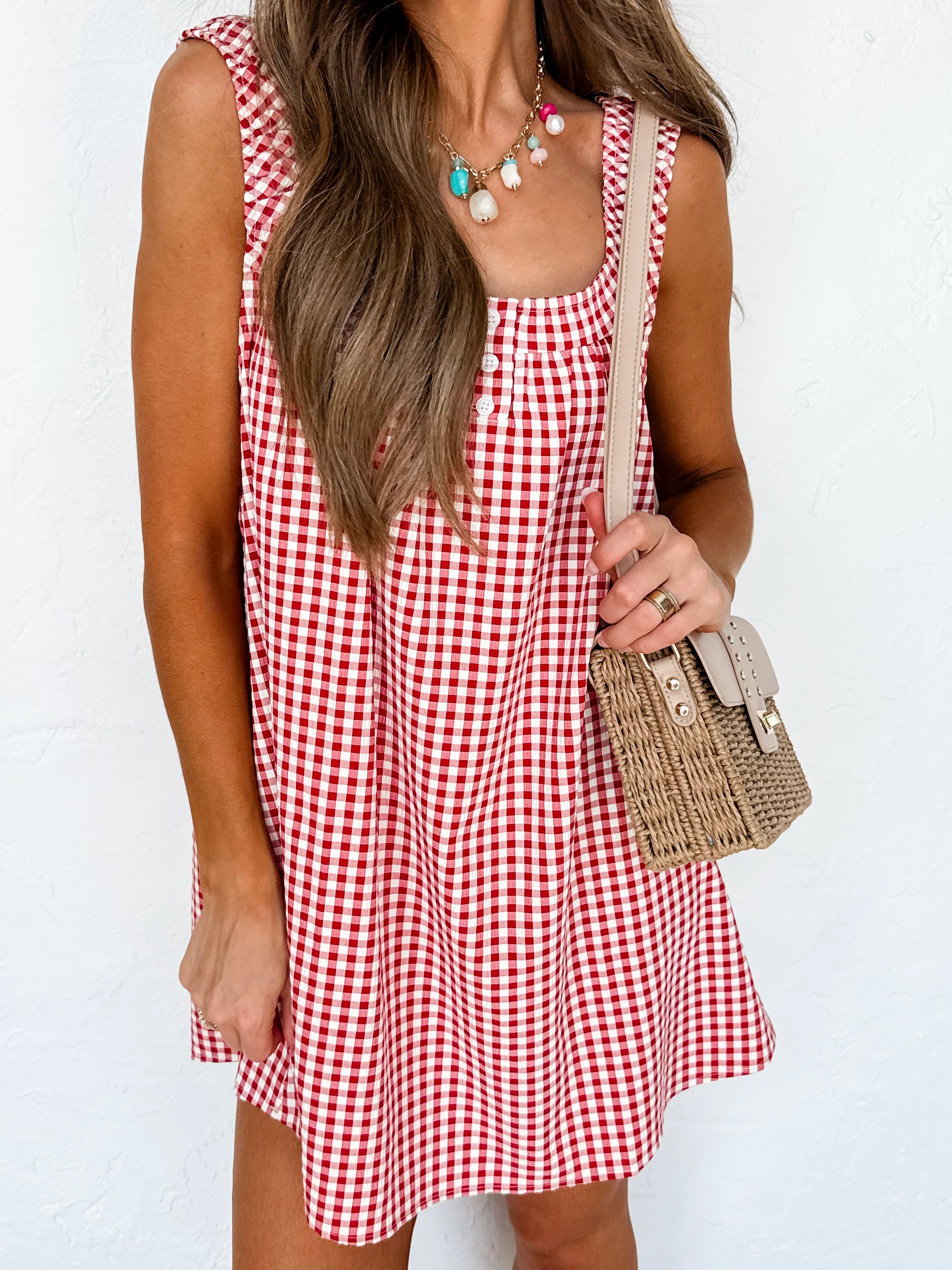 Kim Sleeveless Mini Dress-Red
