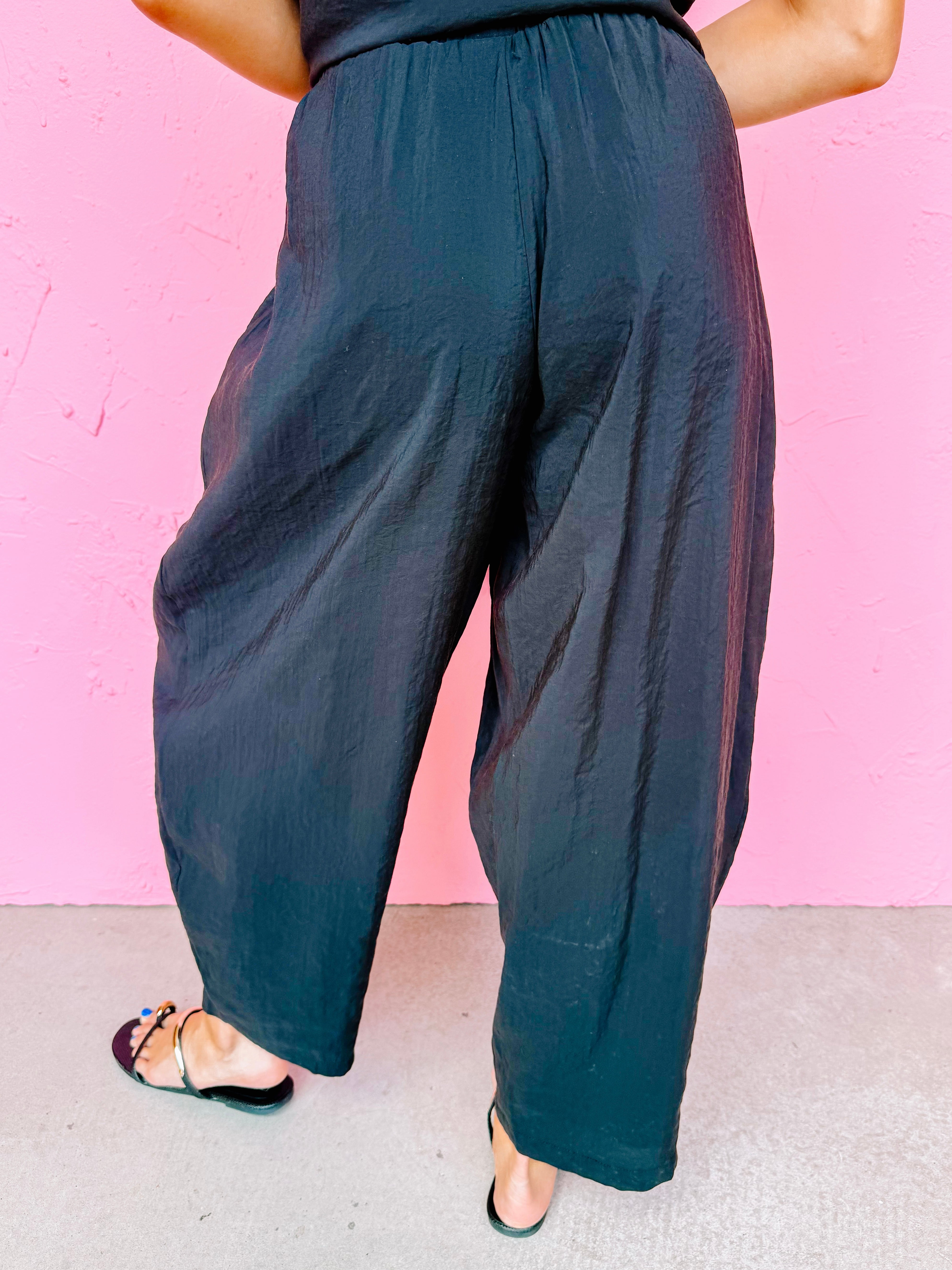 Kira Elastic Waist Balloon Pant-Black