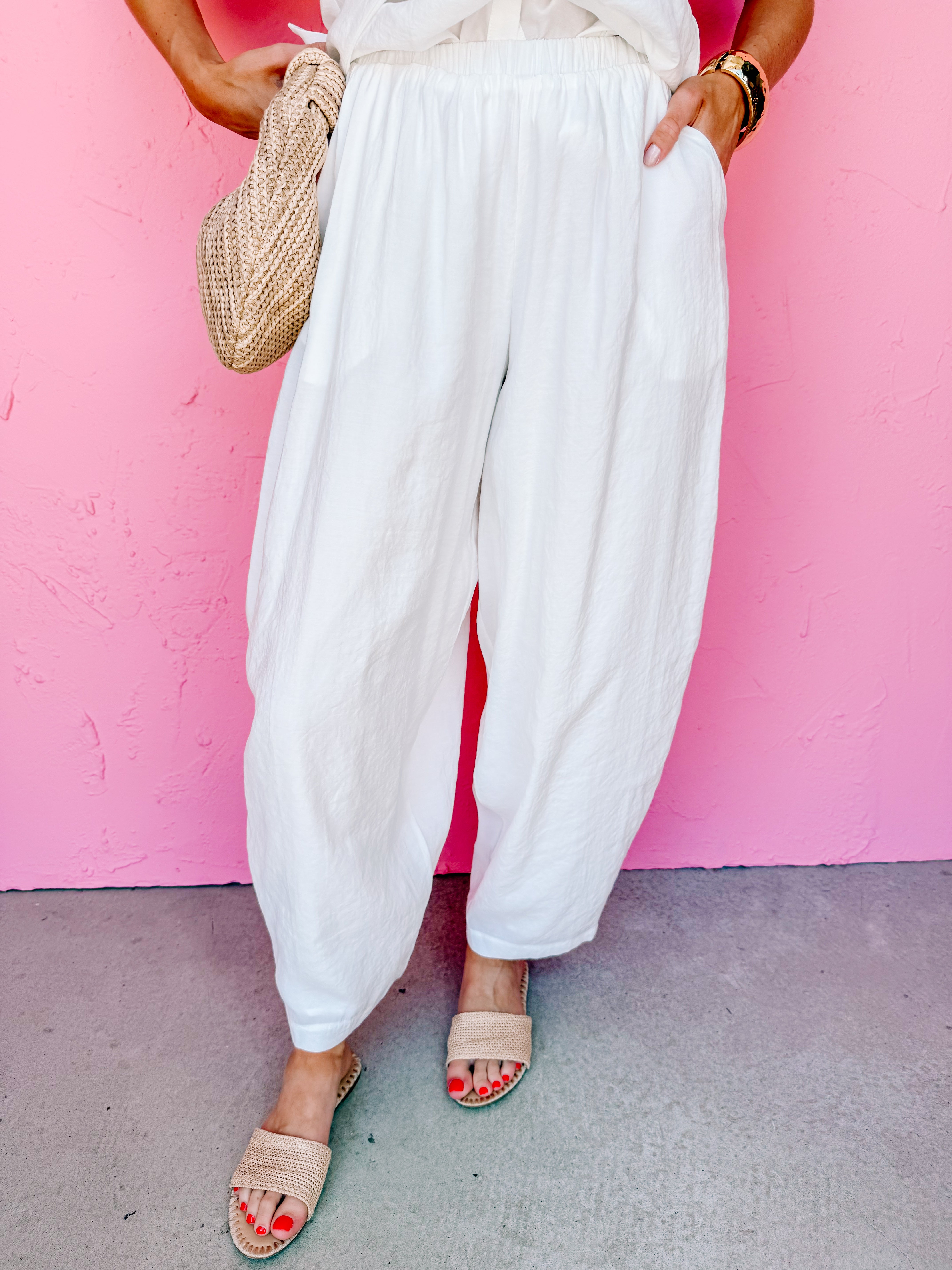 Kira Elastic Waist Balloon Pant-Off White
