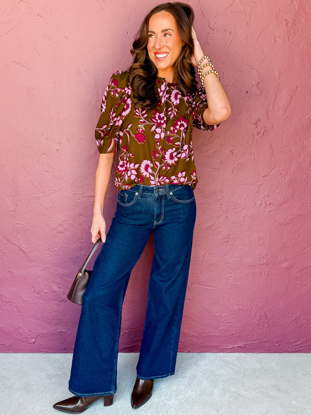 Klina Drape Sleeve Floral Top