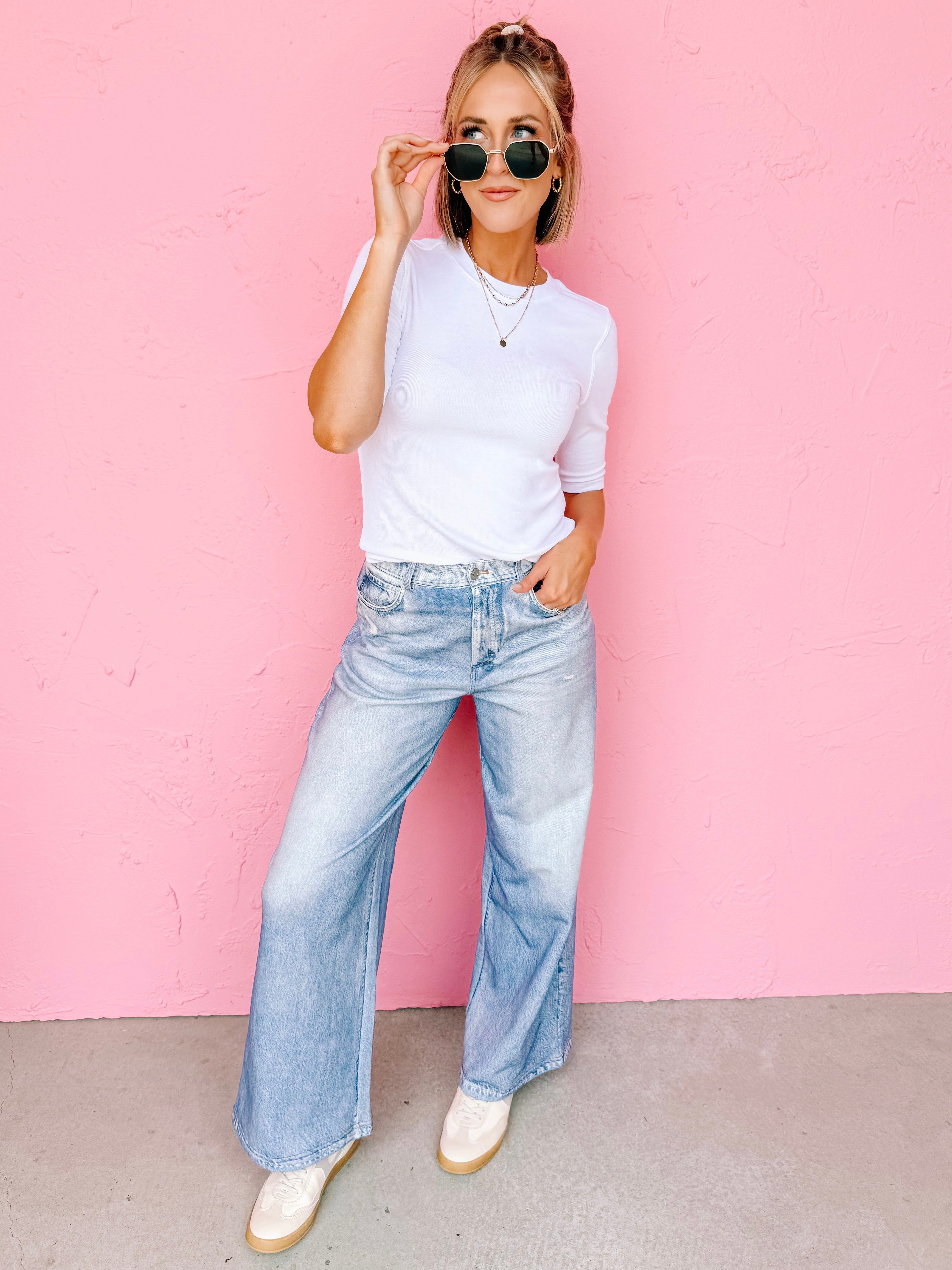Krew Ribbed Short Sleeve Top-Off White