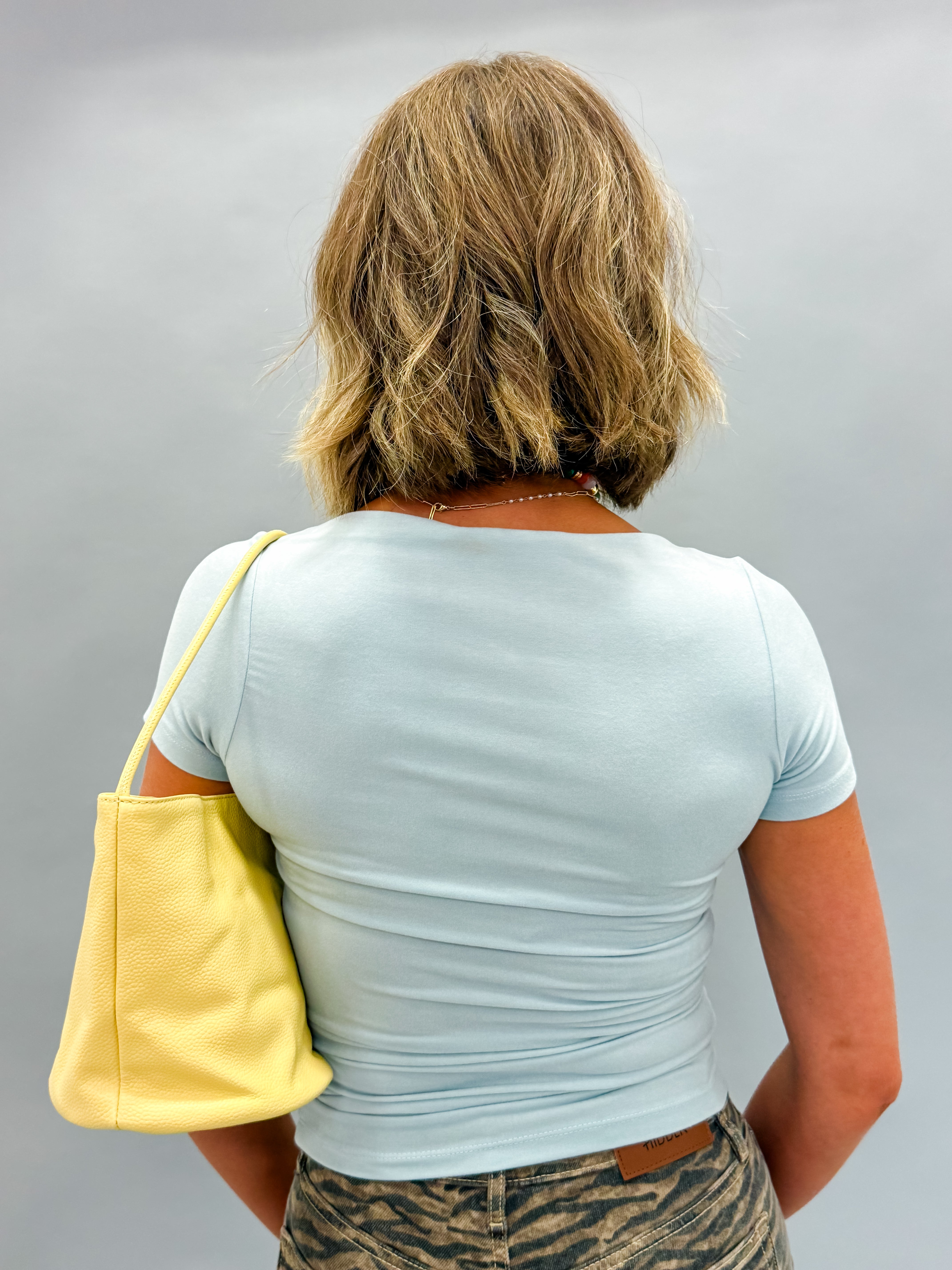Kristin Boat Neck Basic Top-Blue