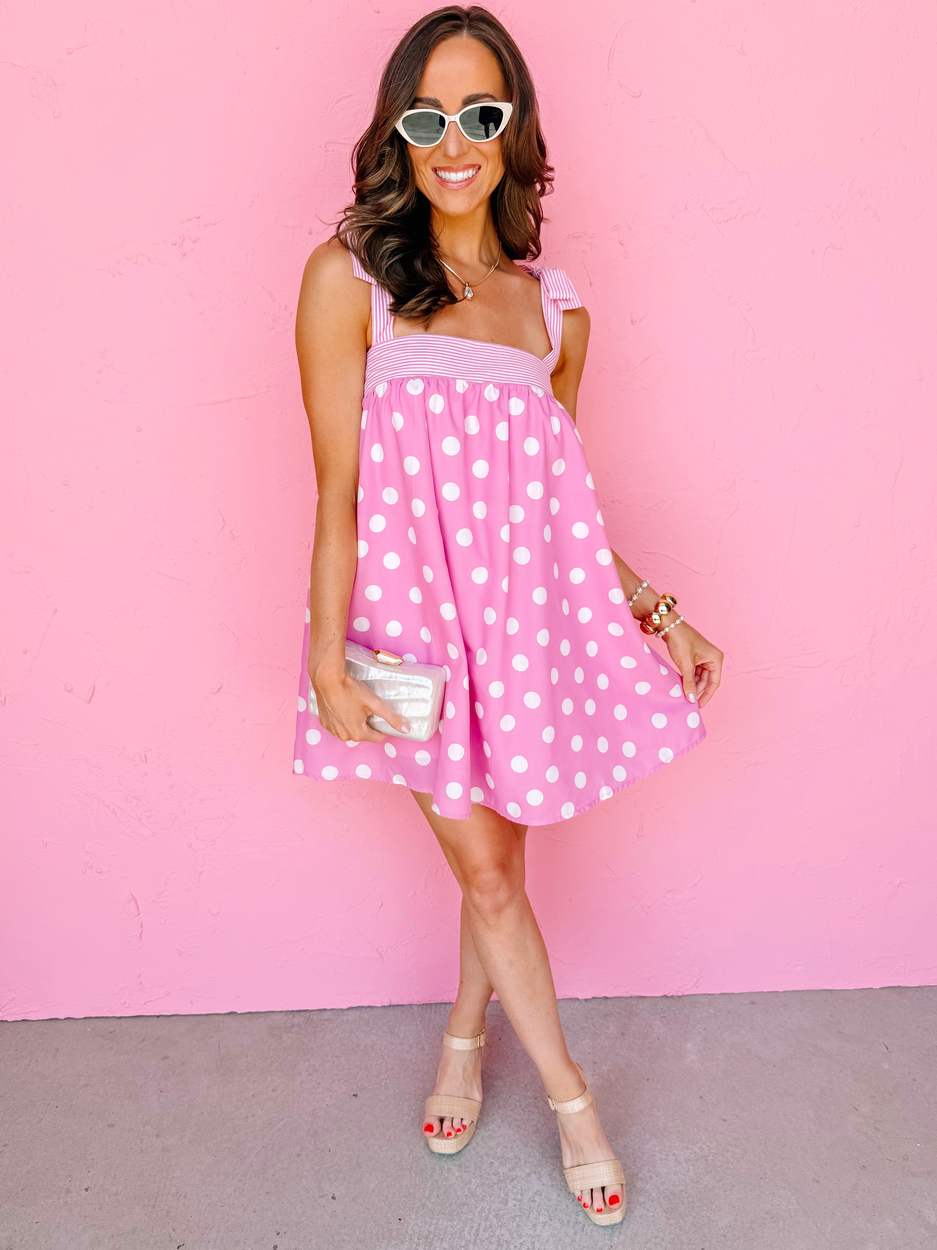Kyla Polka Dot Babydoll Mini Dress