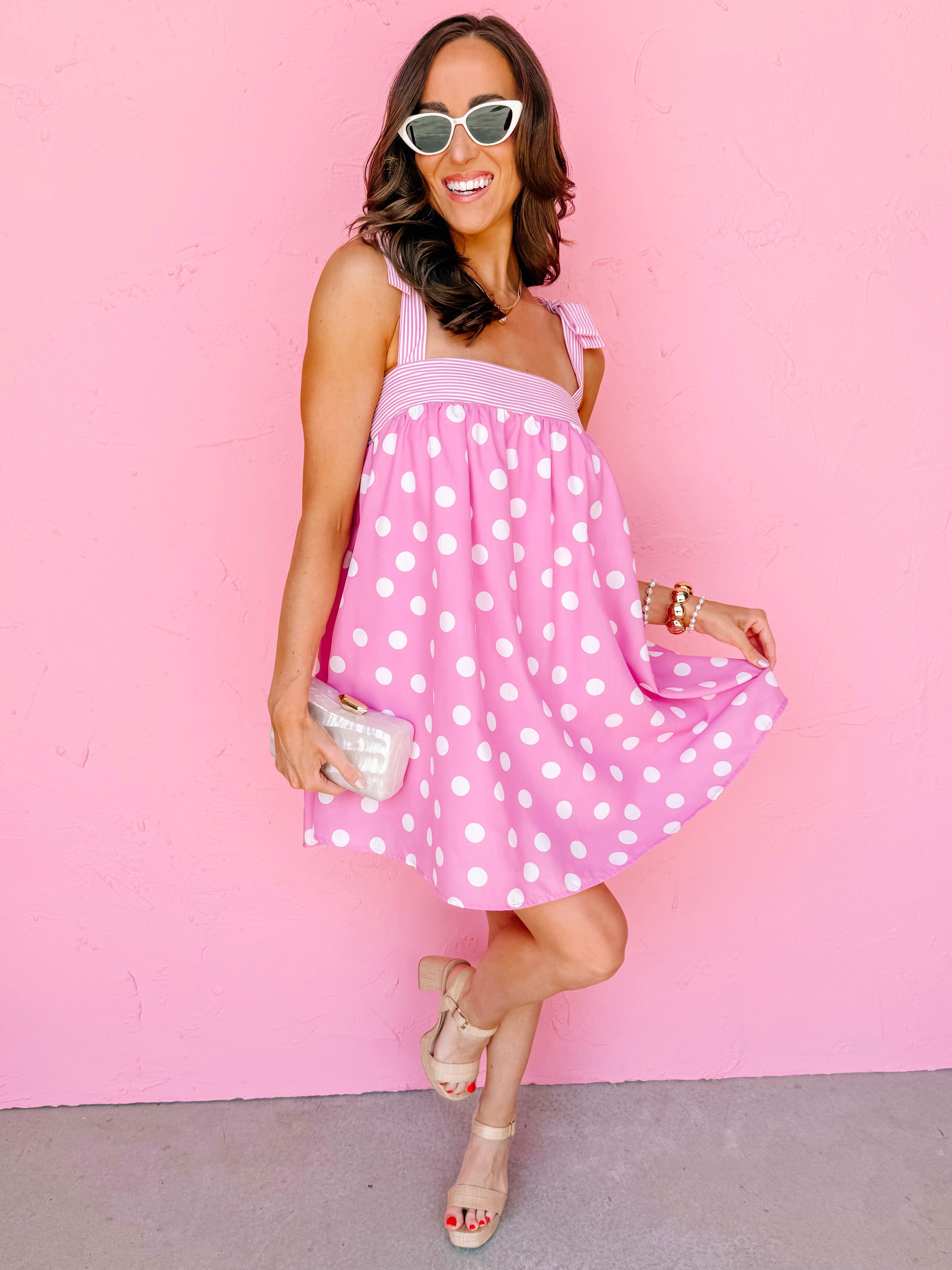 Kyla Polka Dot Babydoll Mini Dress