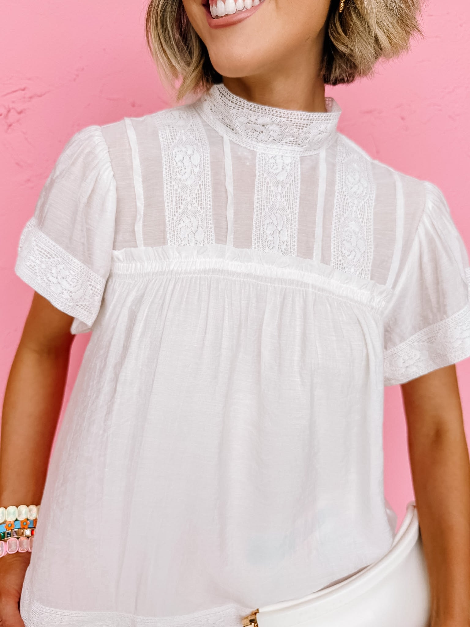Lacey Tie Back Collar Top