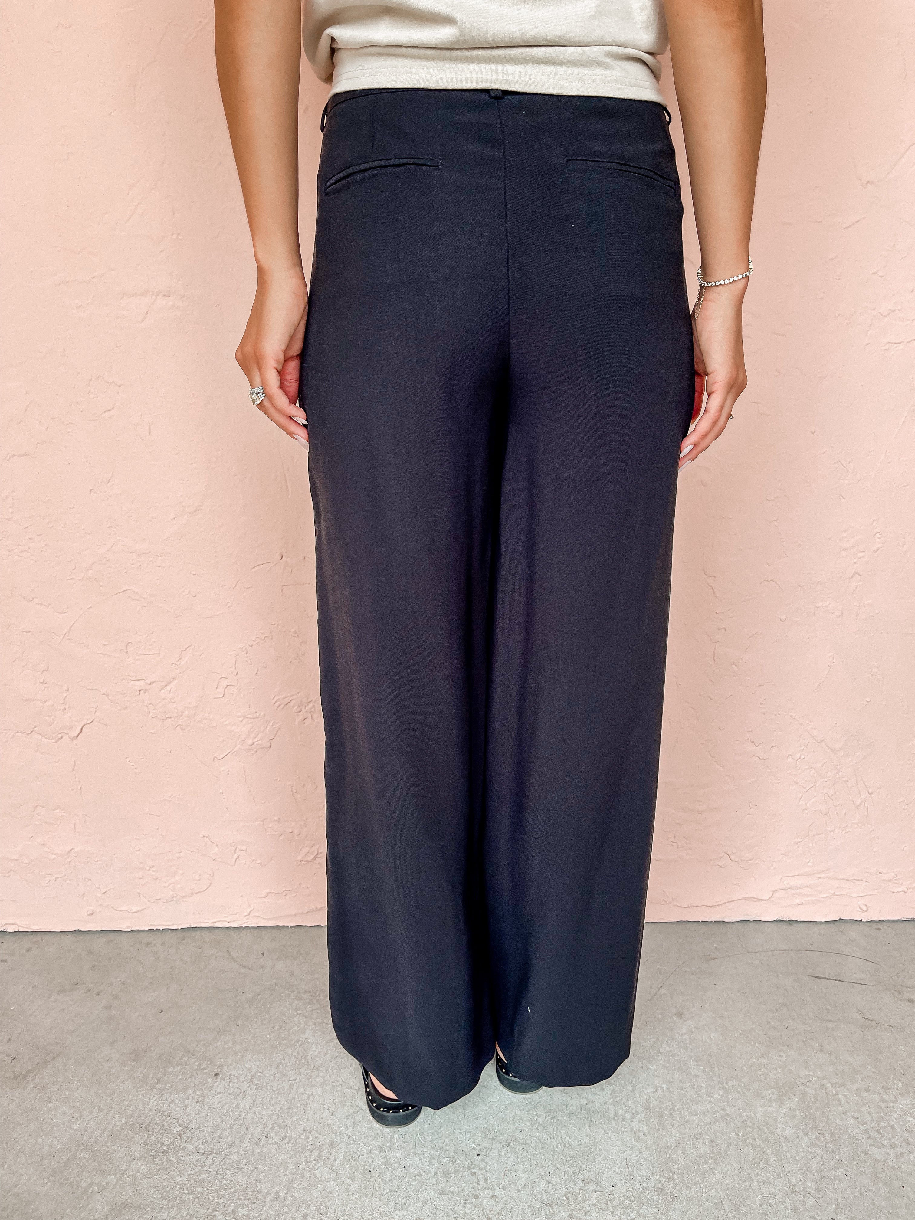 Lacy Pleated Wide Leg Pants