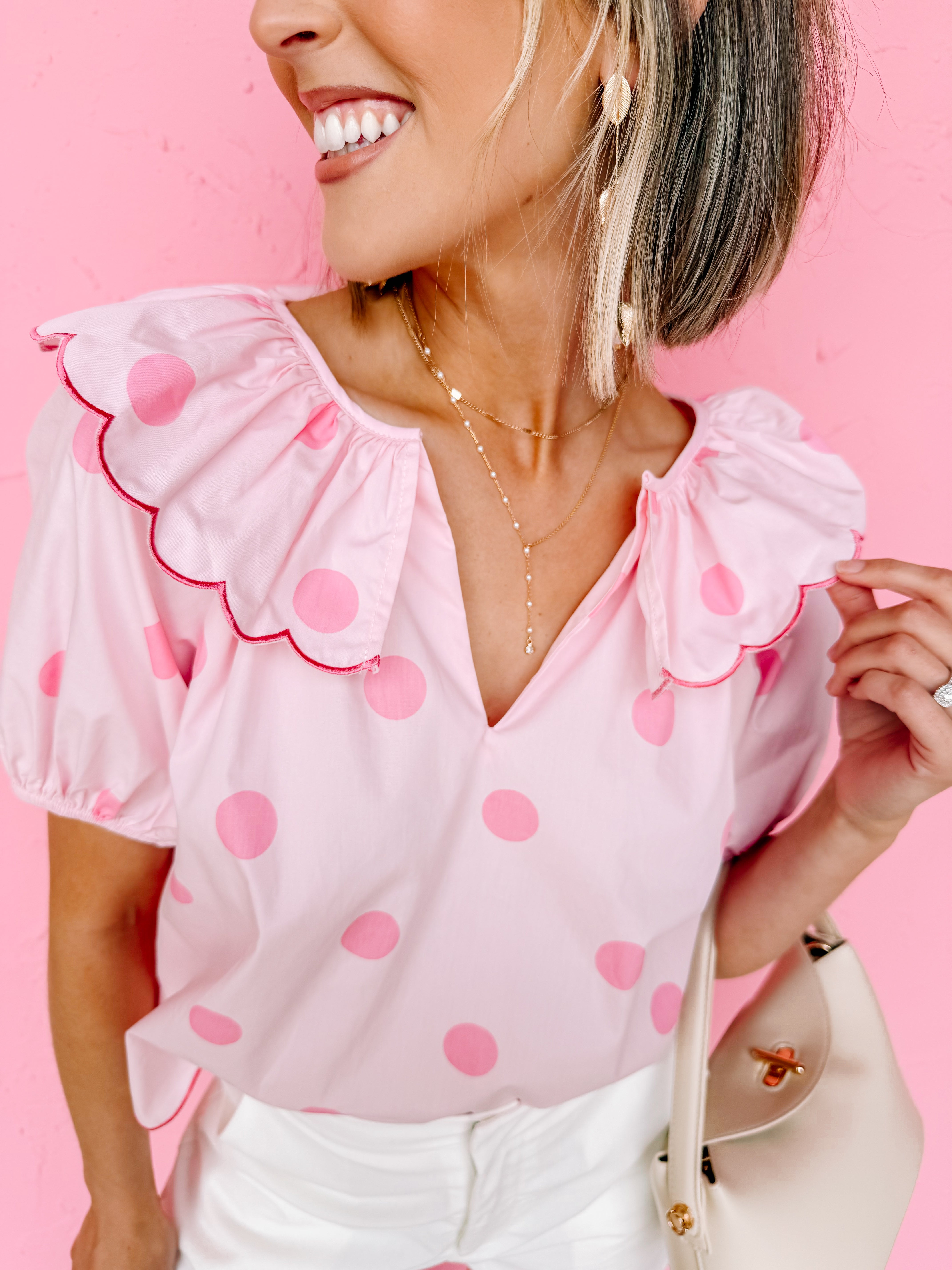 Lakelyn Polka Dot Puff Sleeve Top