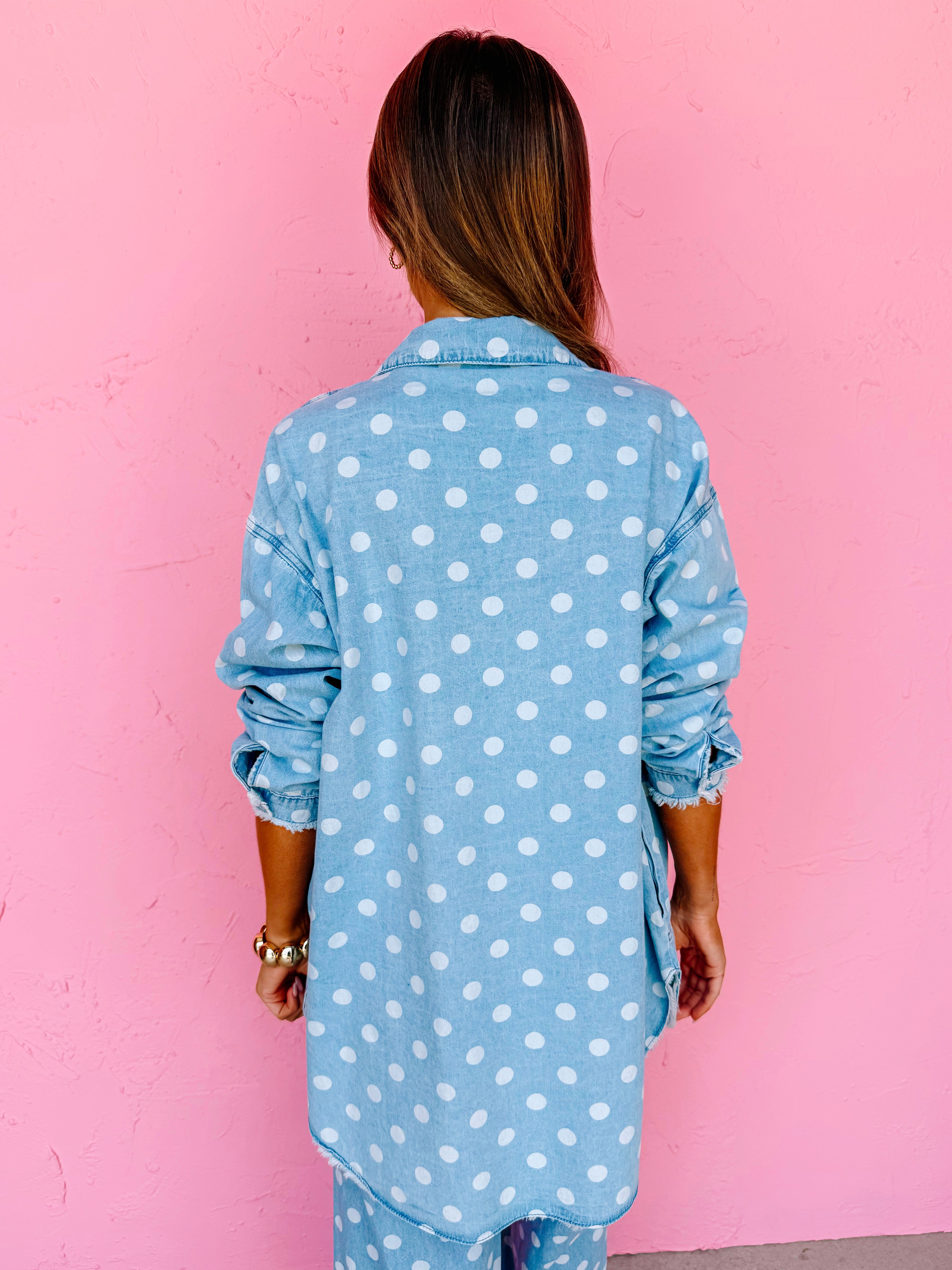 Leanne Polka Dot Chambray Top