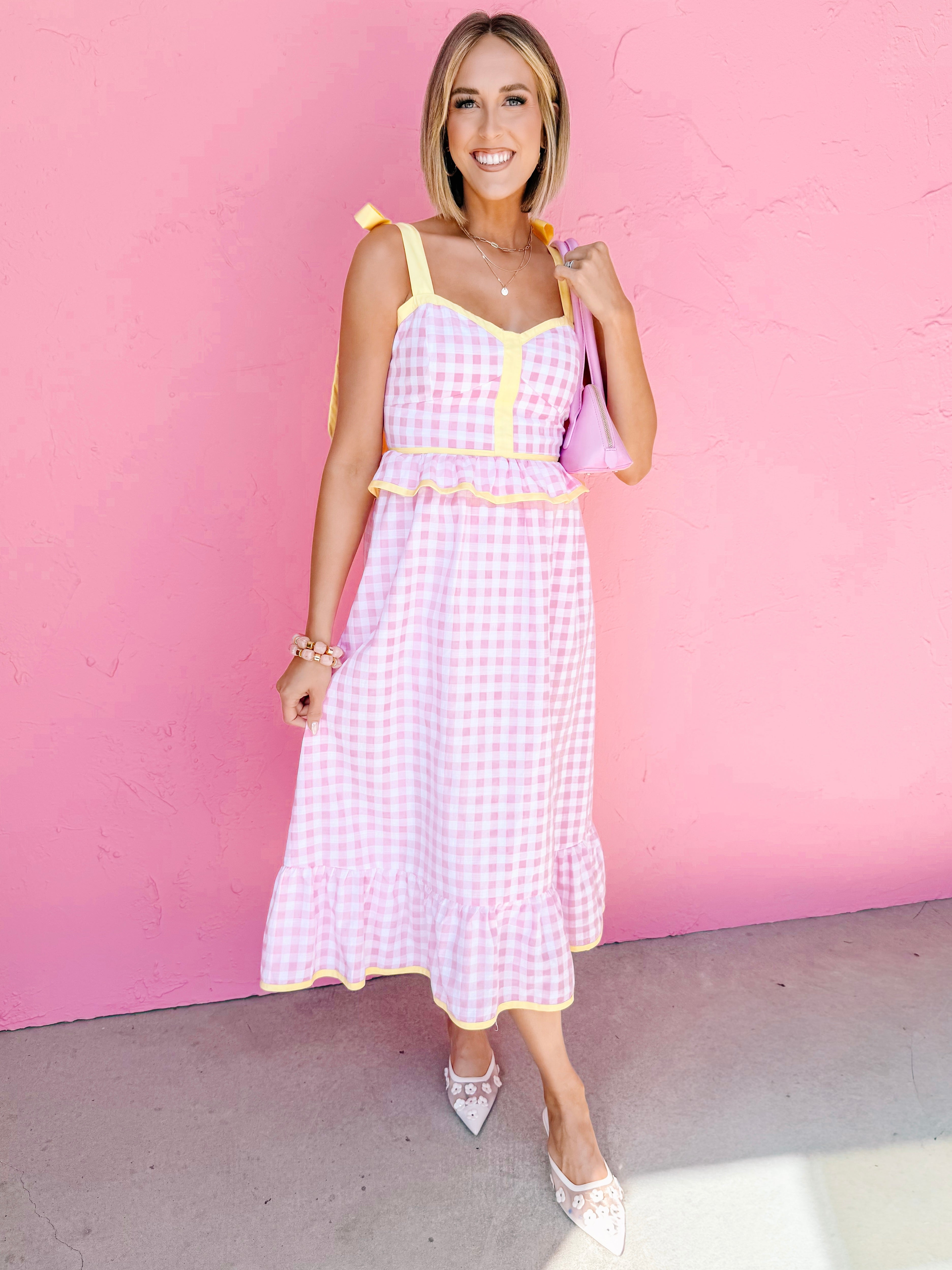 Leesa Sweetheart Gingham Midi Dress