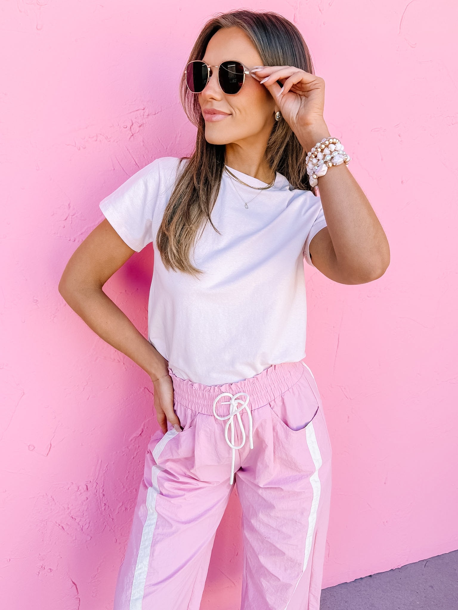 Lei Classic Crewneck Top-Baby Pink