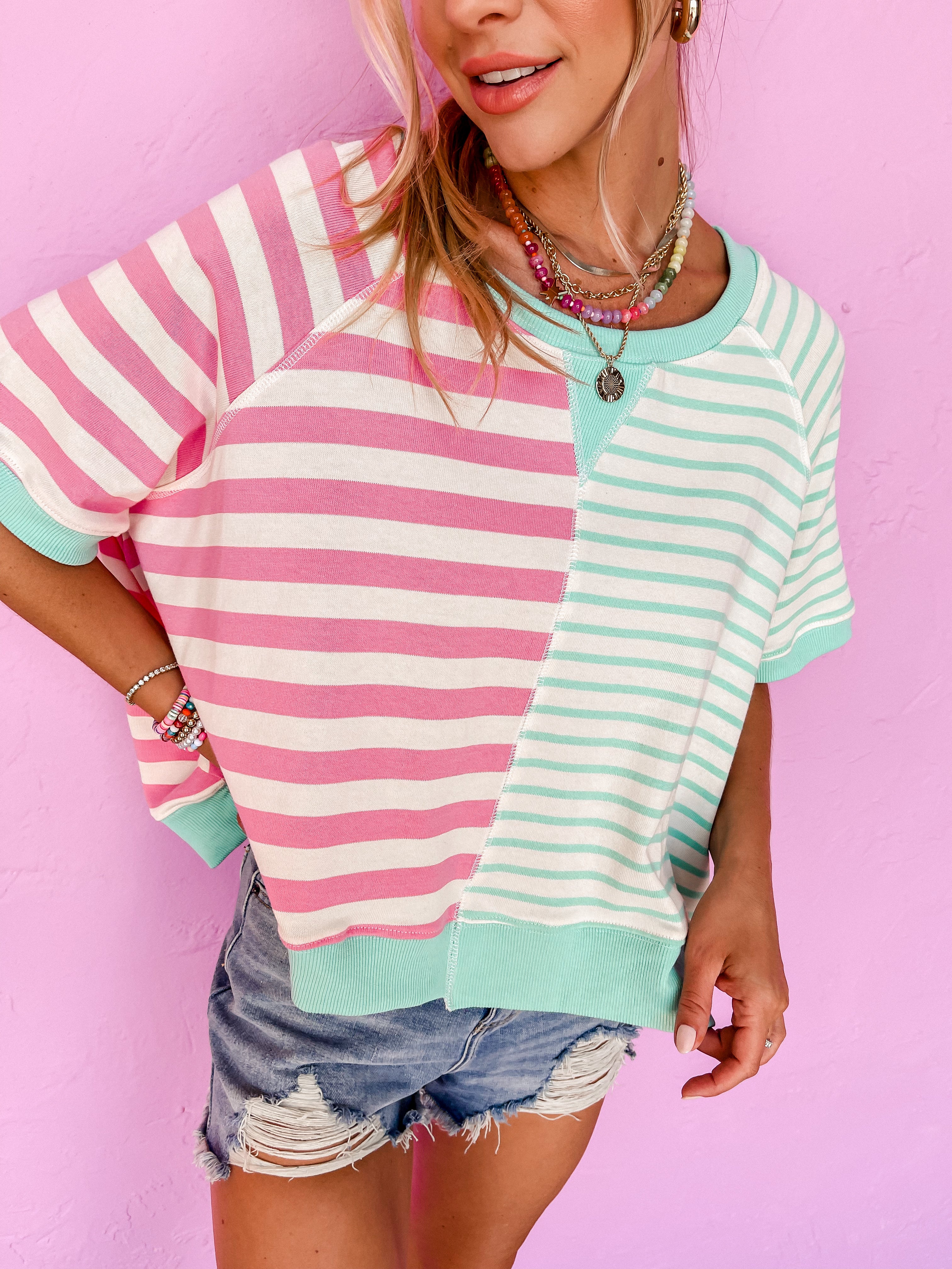 Leisurely Living Mixed Striped Top