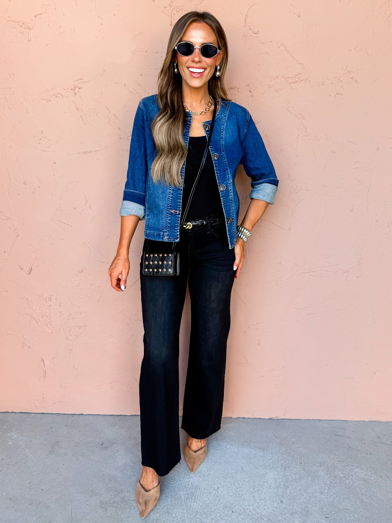 Let’s Get This Straight Barrel Jacket-Dark Denim