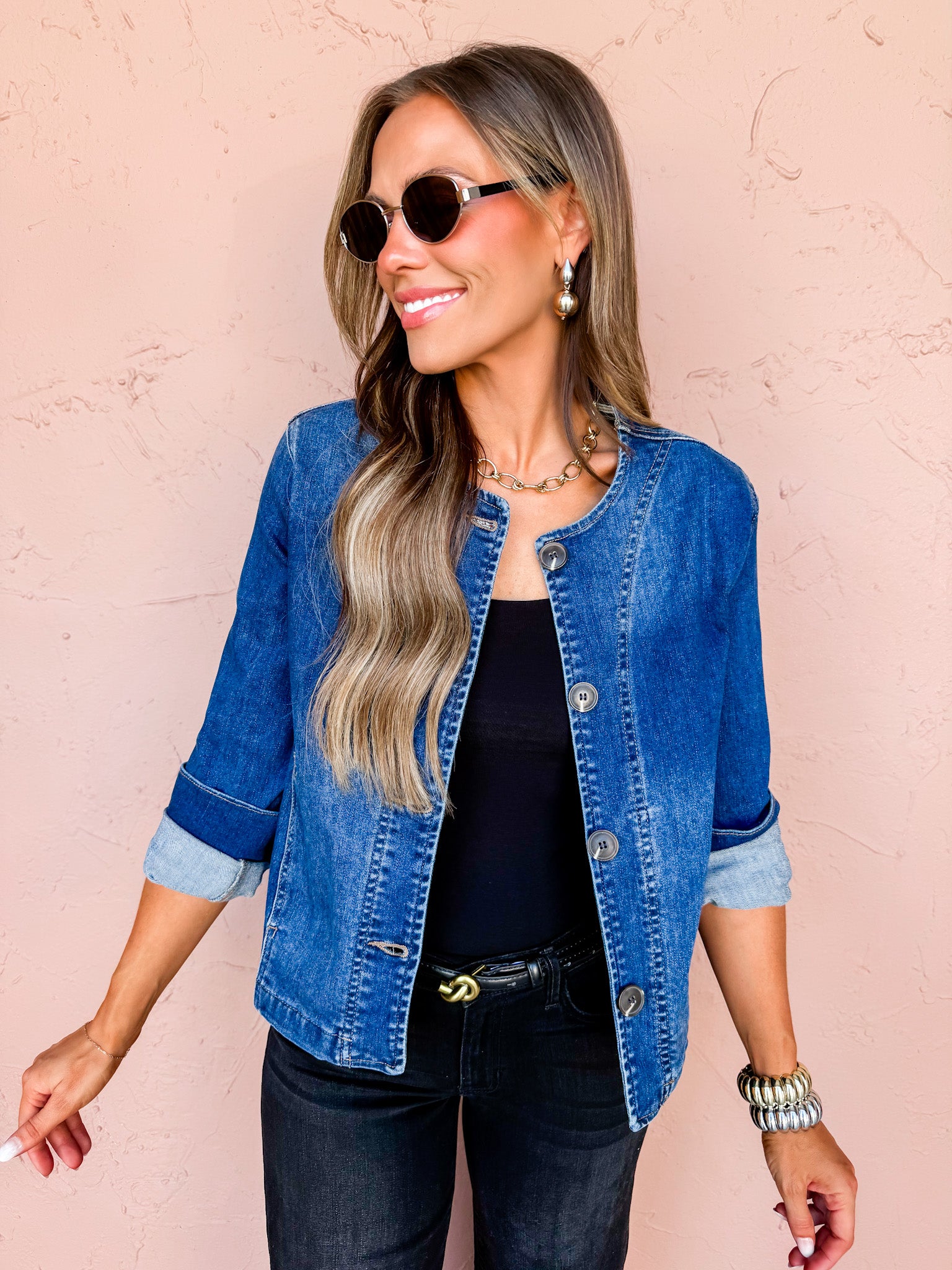 Let’s Get This Straight Barrel Jacket-Dark Denim