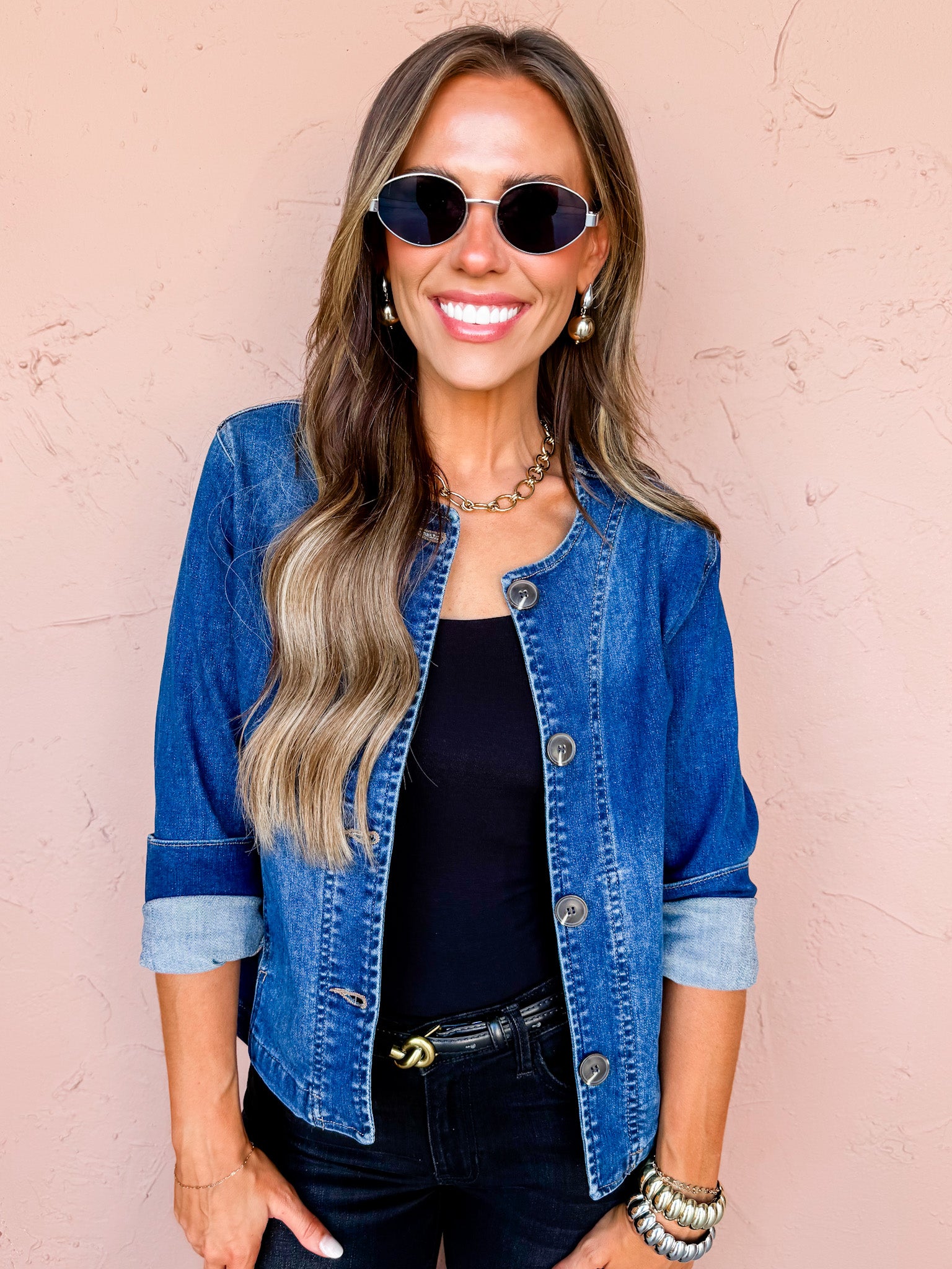 Let’s Get This Straight Barrel Jacket-Dark Denim