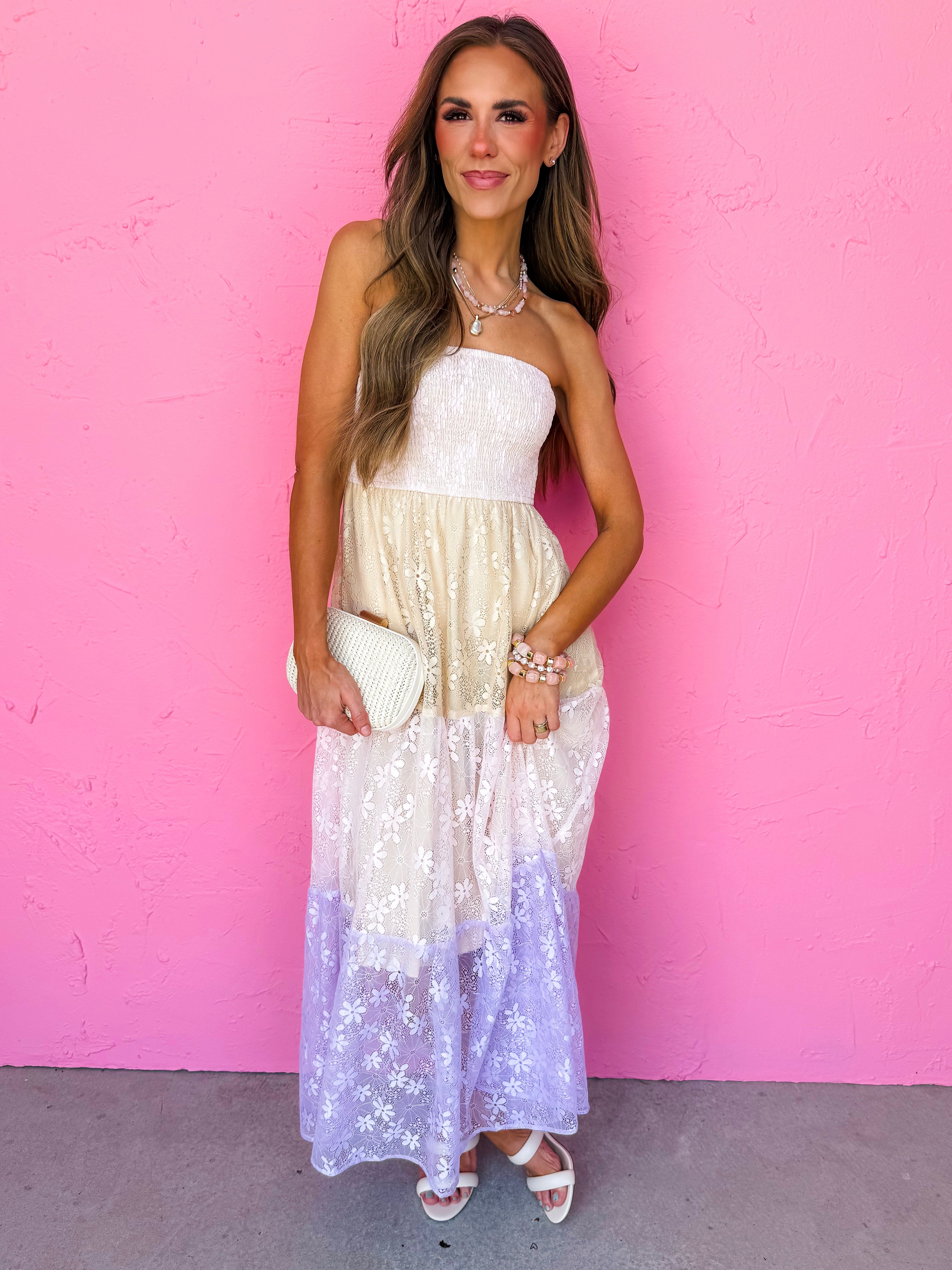 Letty Lace Smocked Top Tube Dress