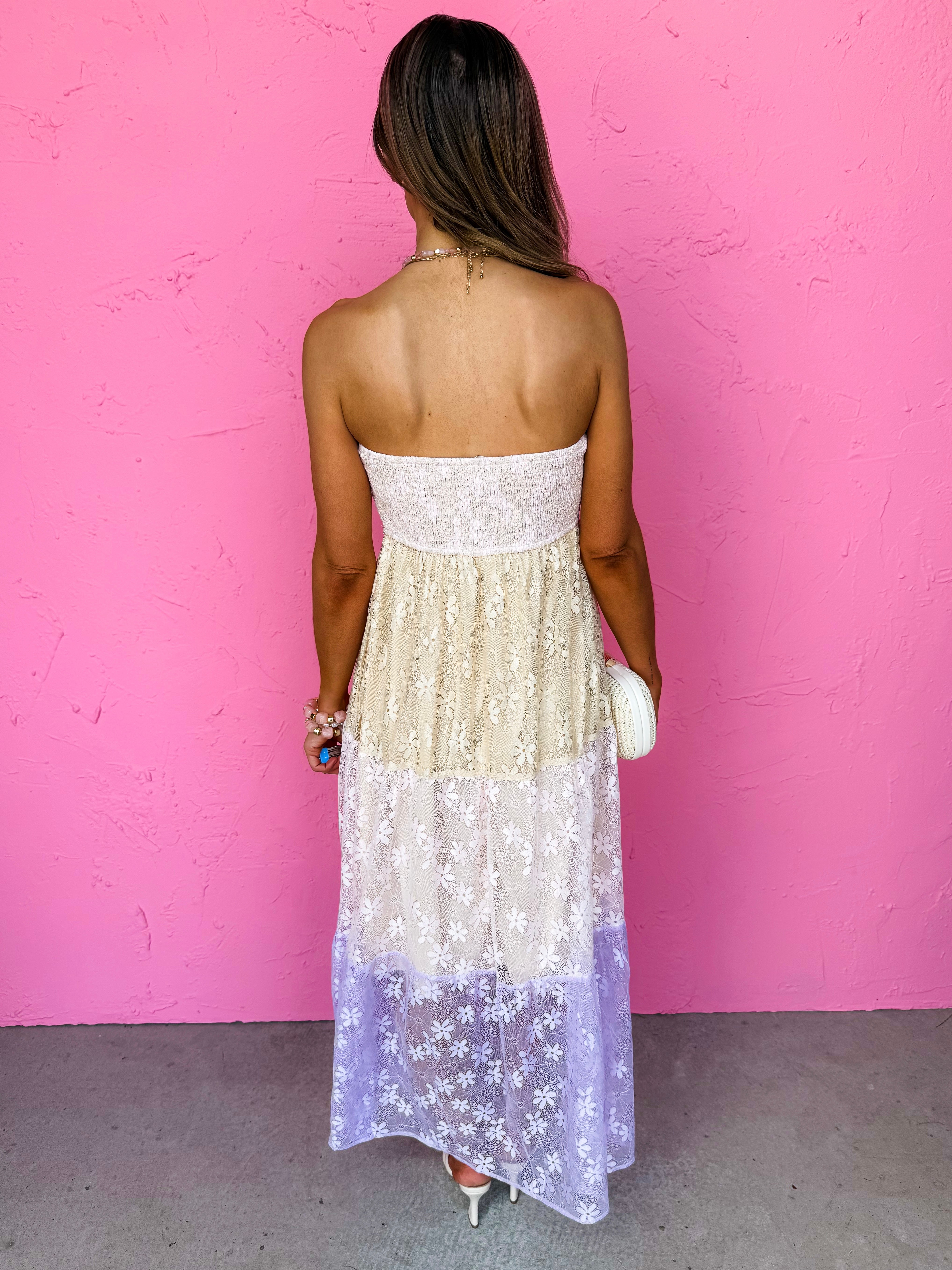 smocked top dress Letty Lace Smocked Top Tube Dress