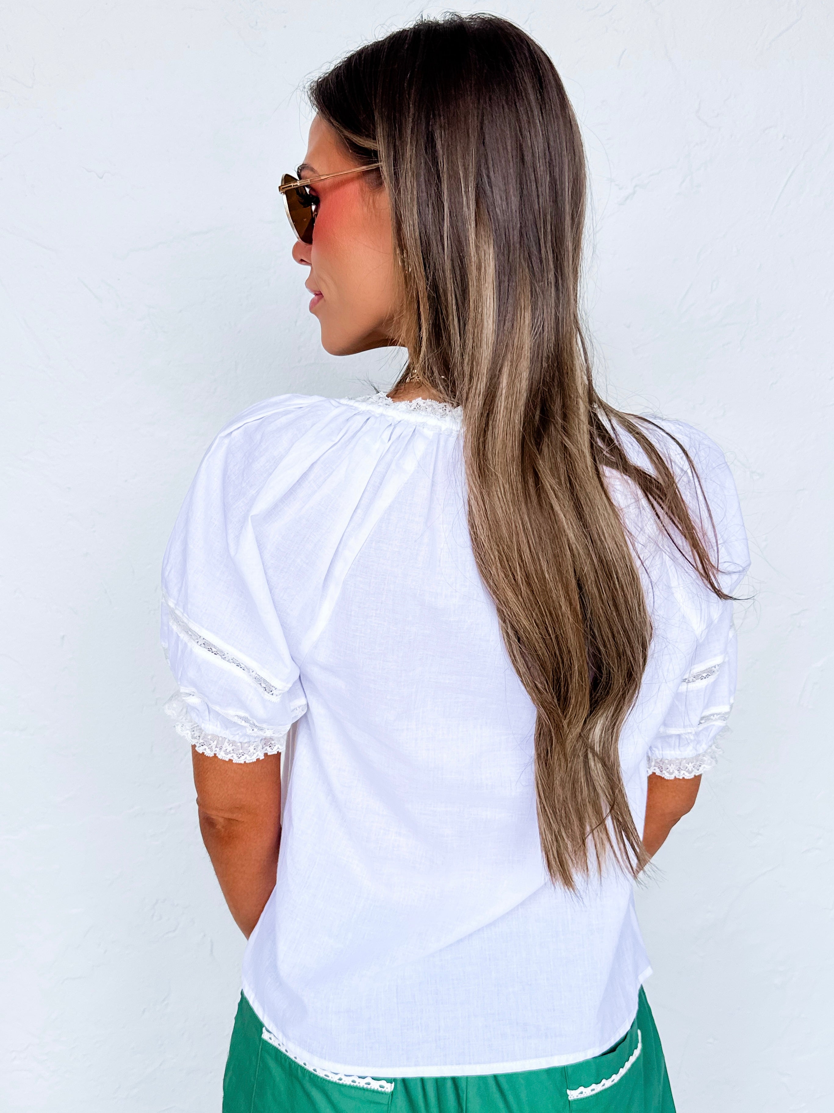 Leylani Short Sleeve Top-White