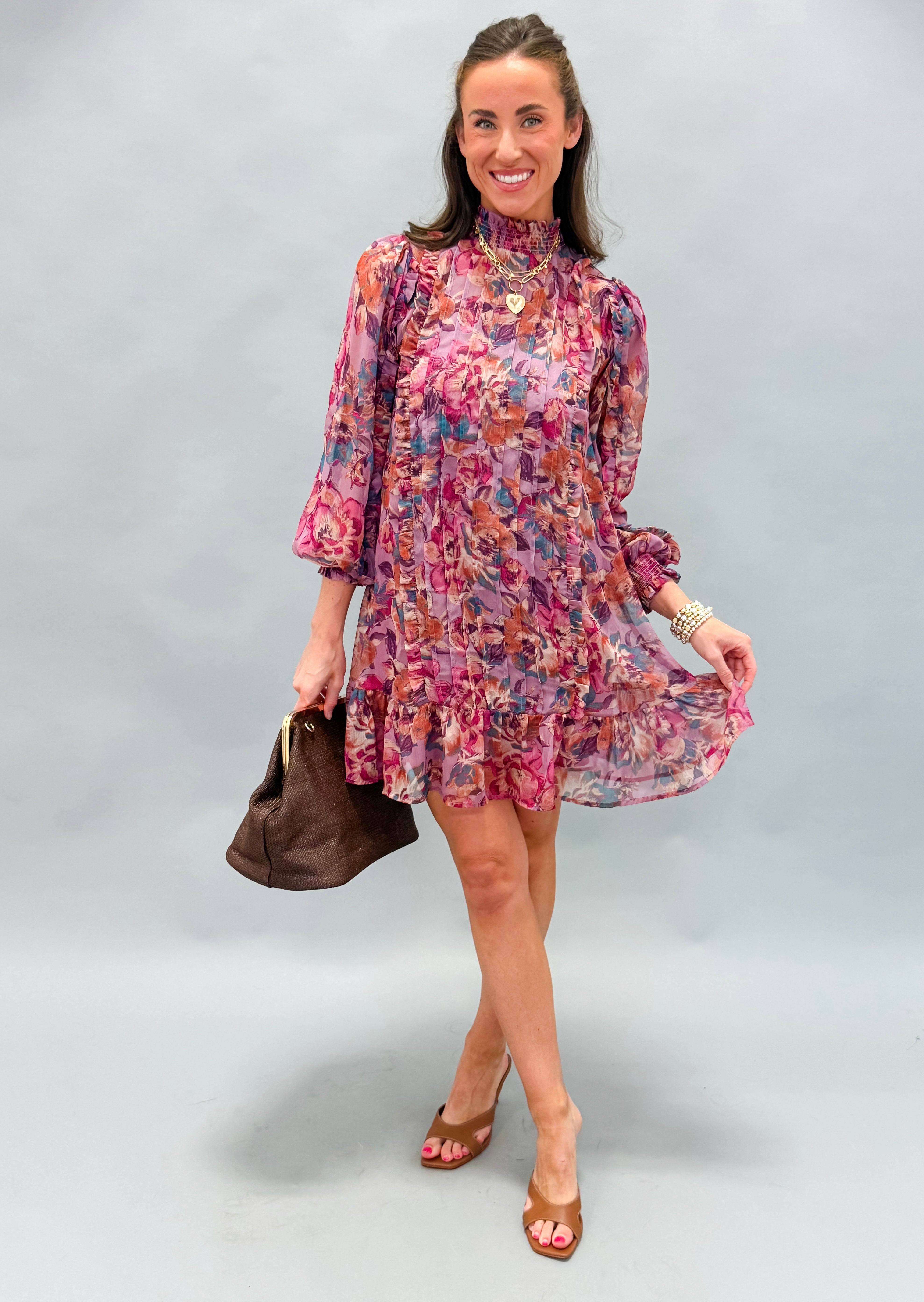 Libby Floral Ruffle Detail Mini Dress