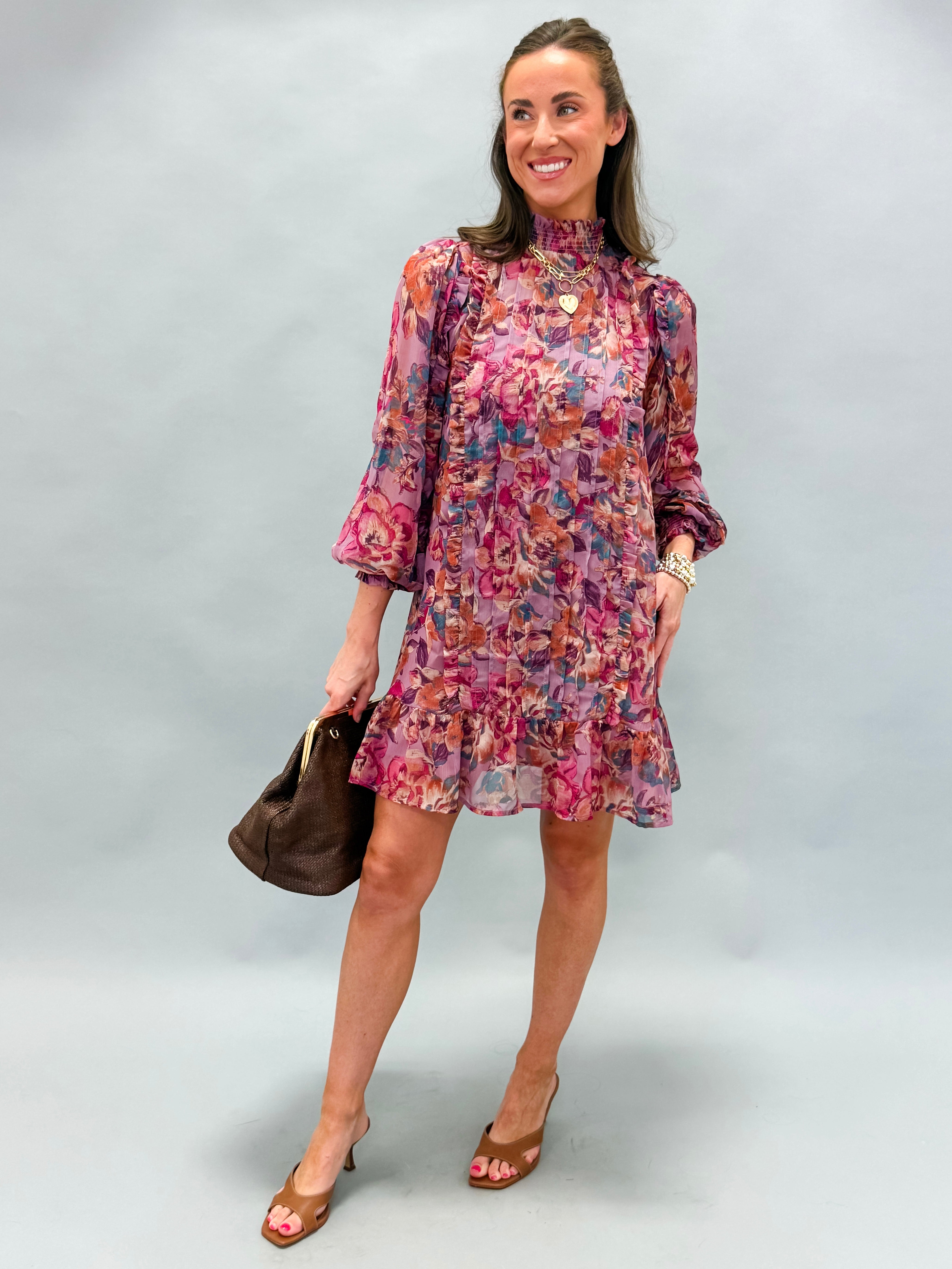 Libby Floral Ruffle Detail Mini Dress