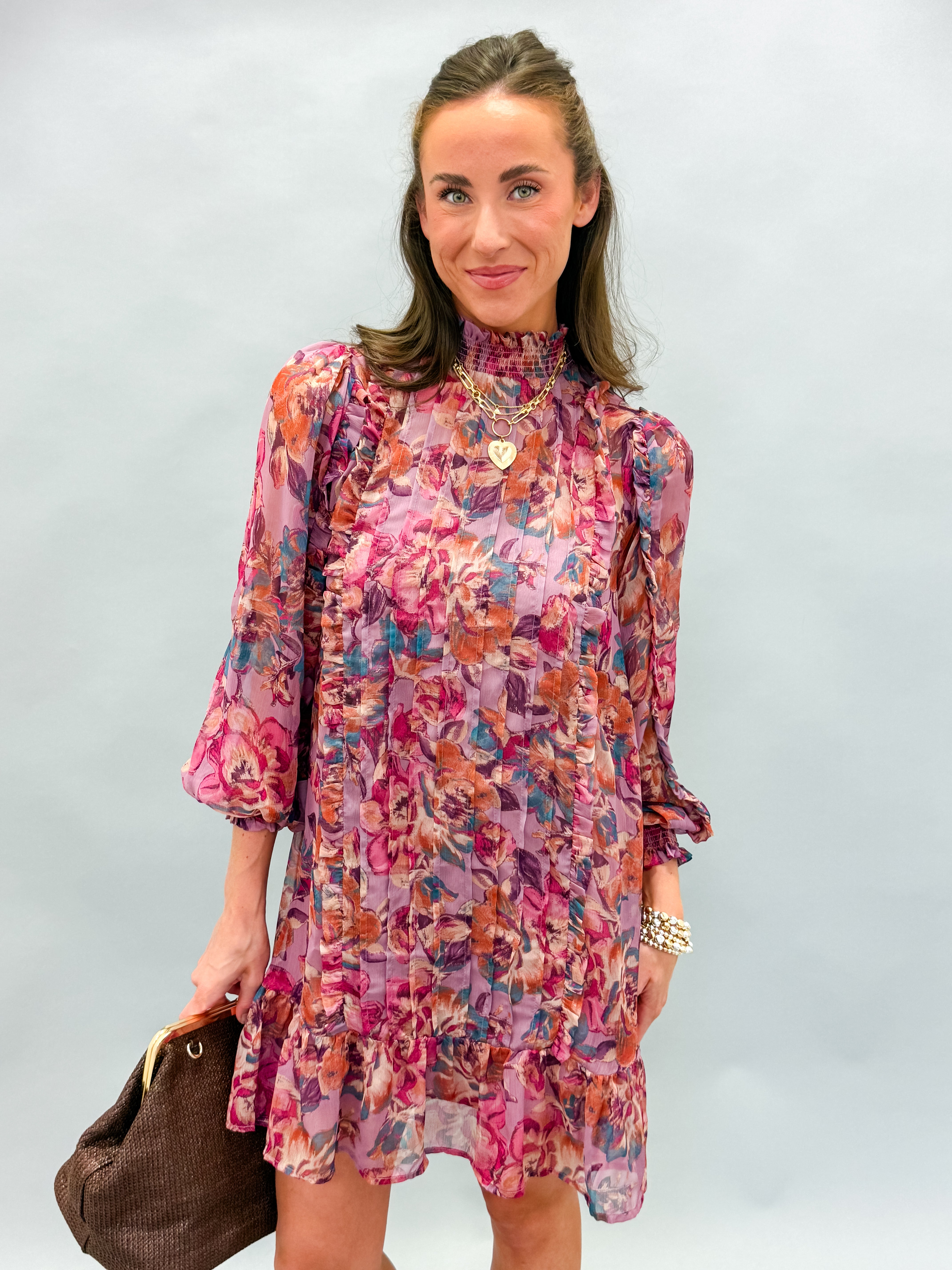 Libby Floral Ruffle Detail Mini Dress