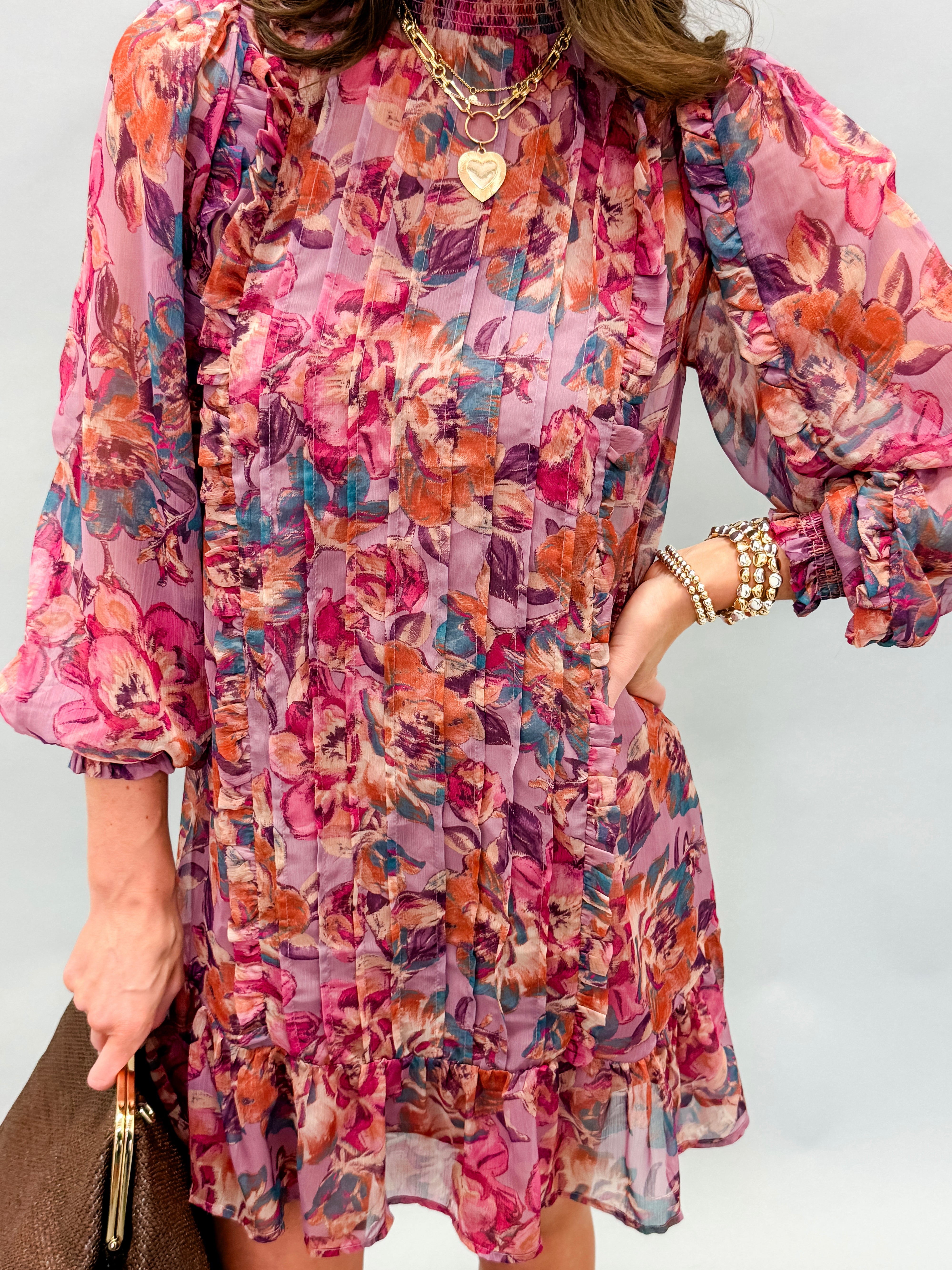 Libby Floral Ruffle Detail Mini Dress