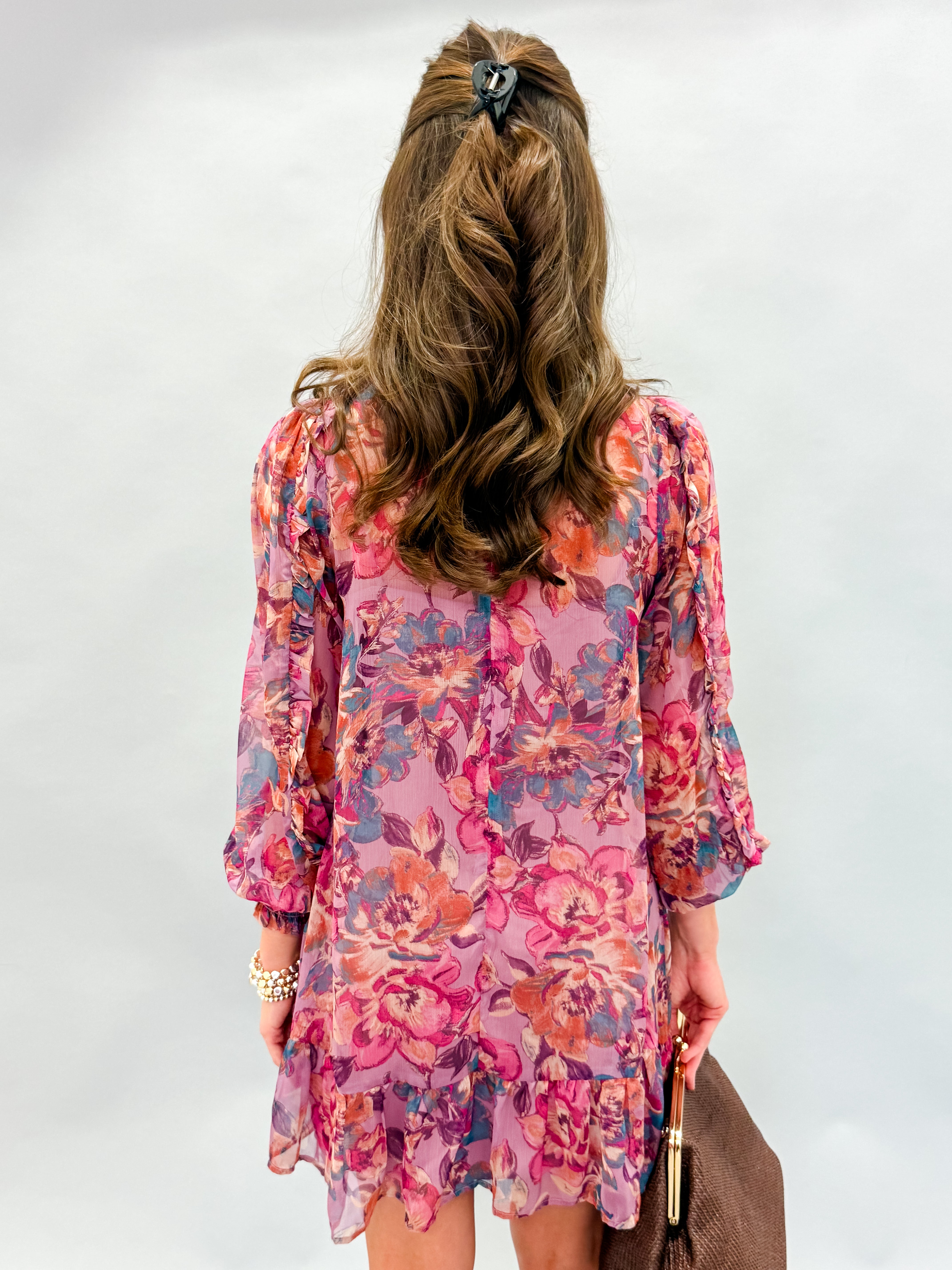 Libby Floral Ruffle Detail Mini Dress