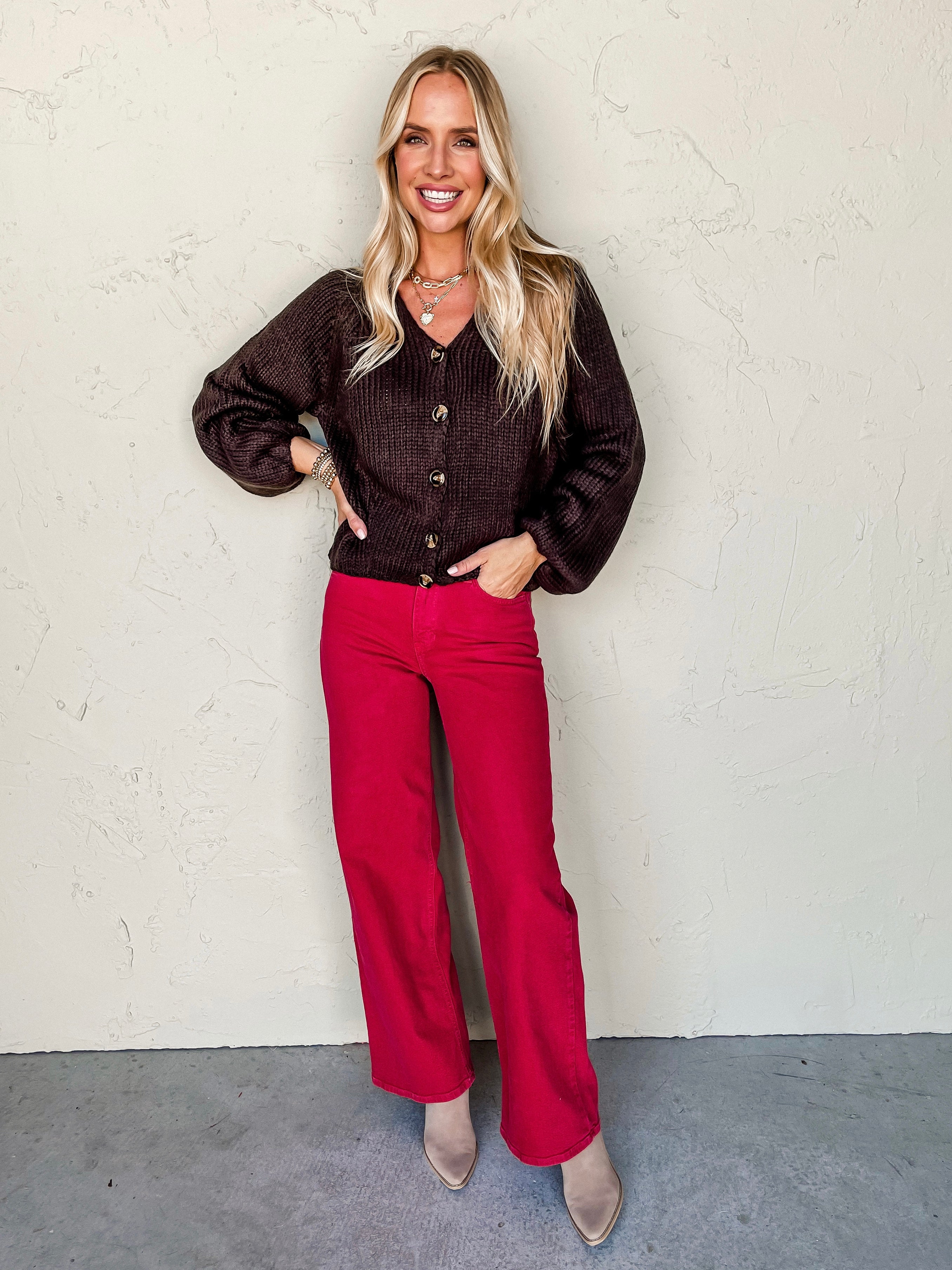 Odessa Relaxed Wide Leg Jeans-Vintage Red