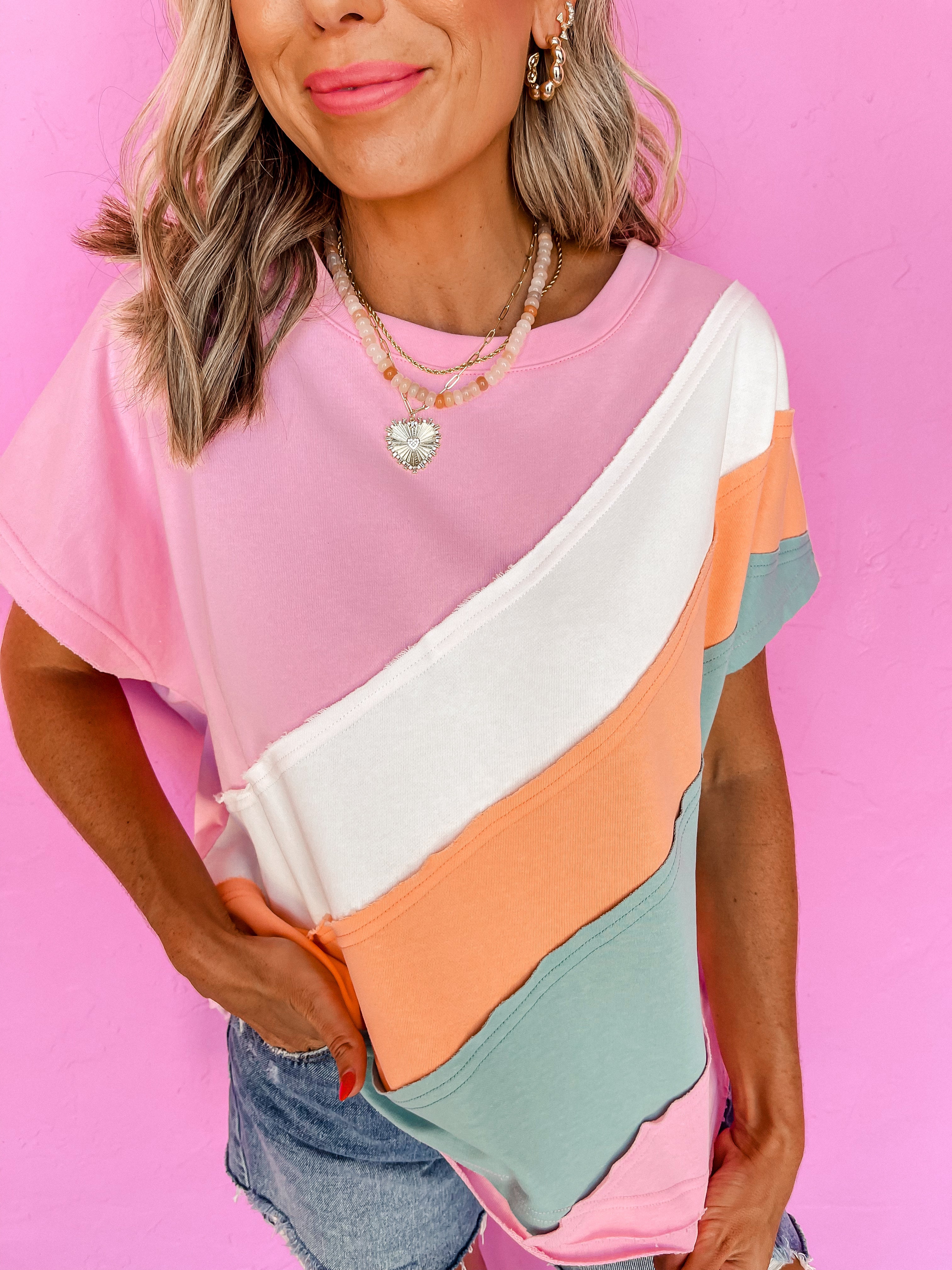 Light Up My Life Asymmetrical Color Block Top