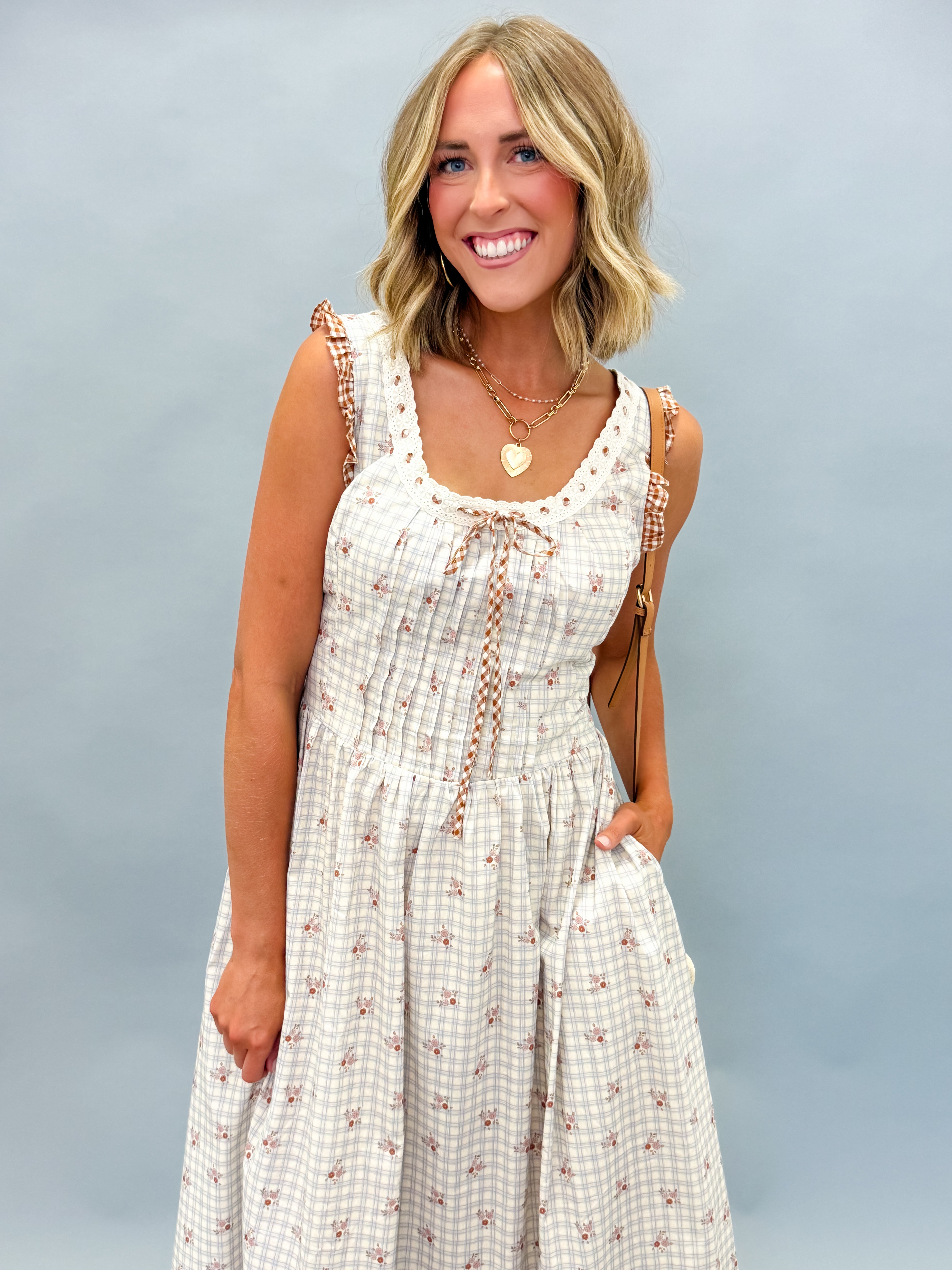 Linda Ruffle Floral Midi Dress