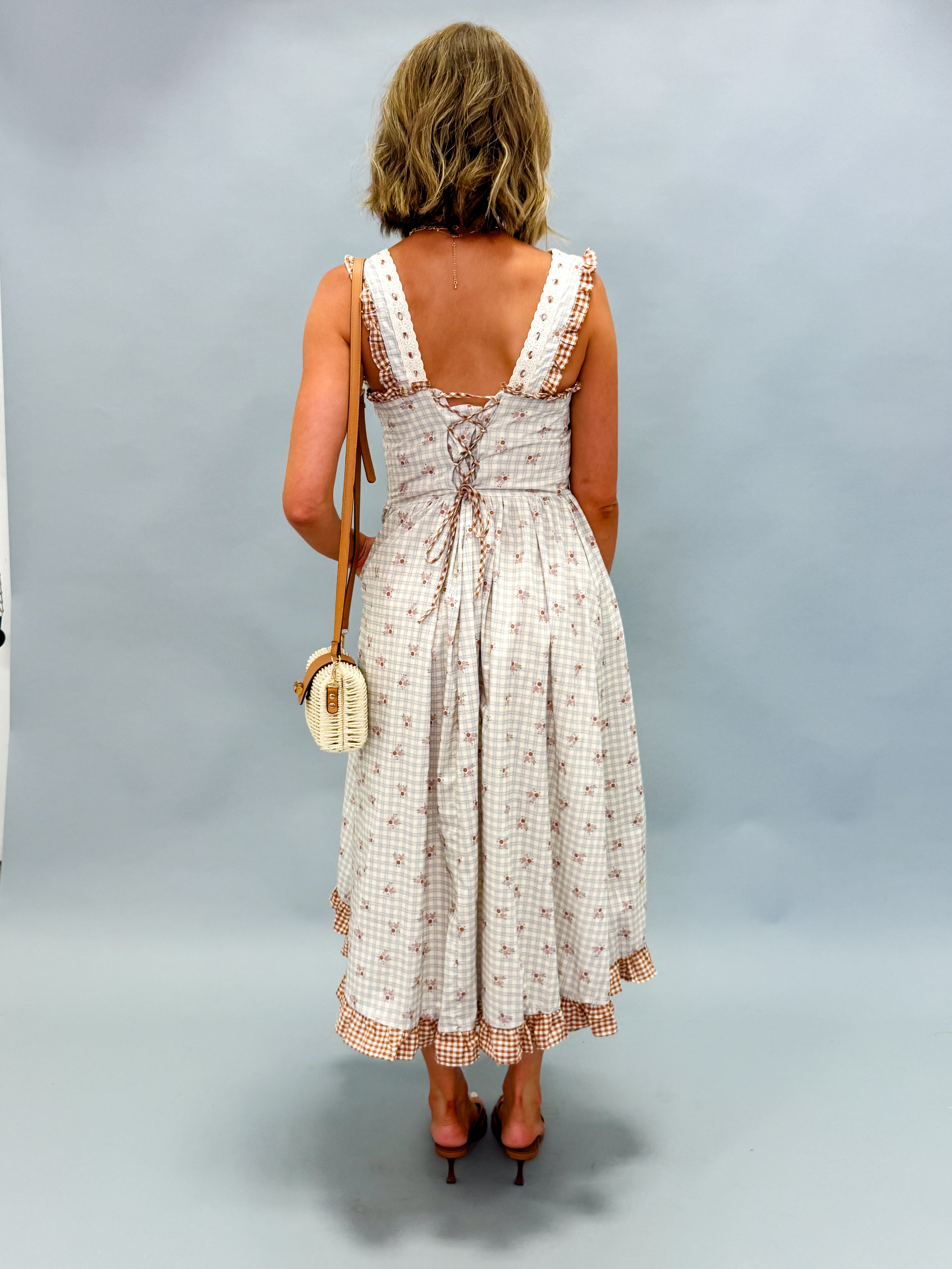 Linda Ruffle Floral Midi Dress