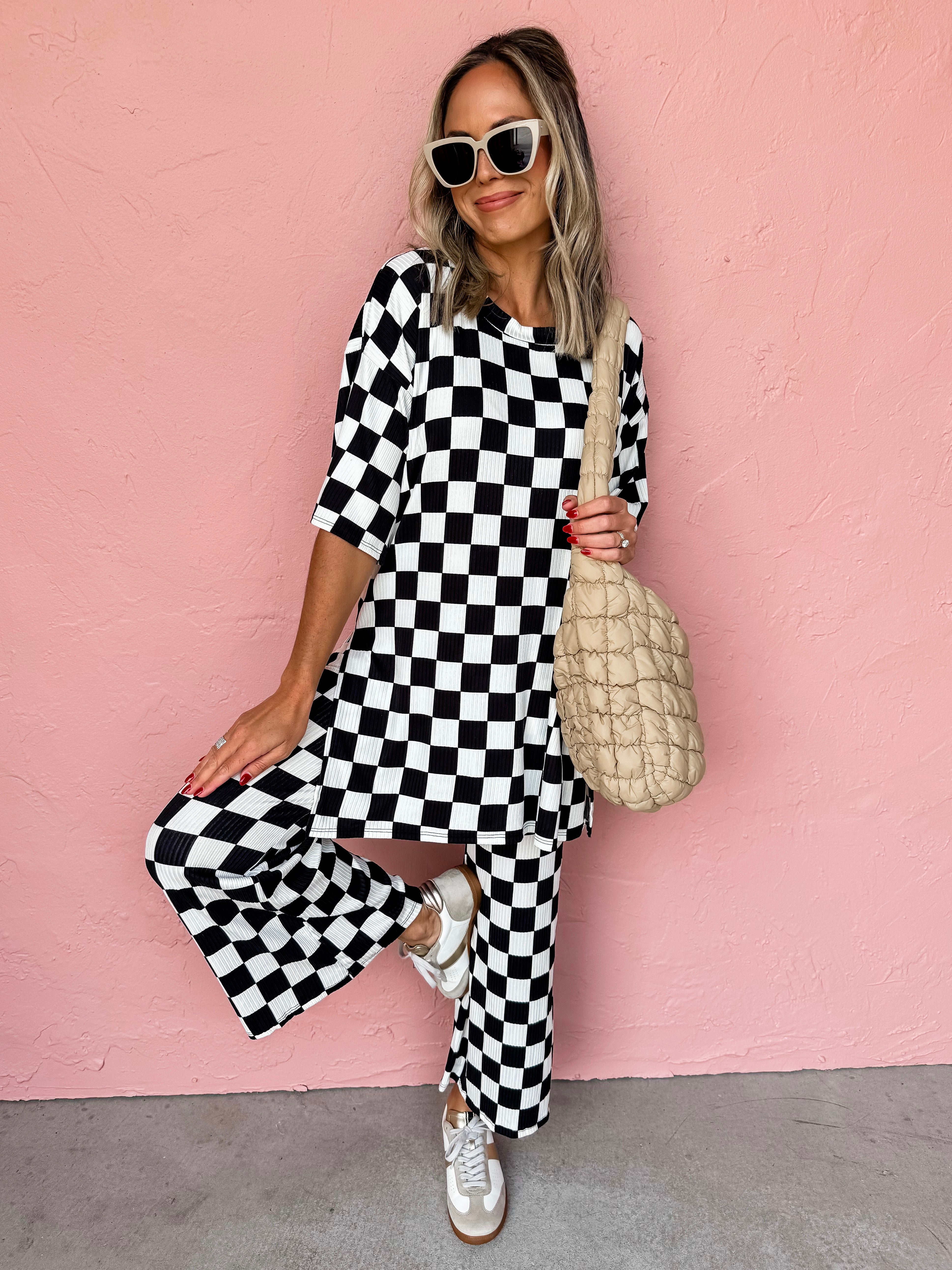 Live To The Fullest Checkered Top And Pant Set