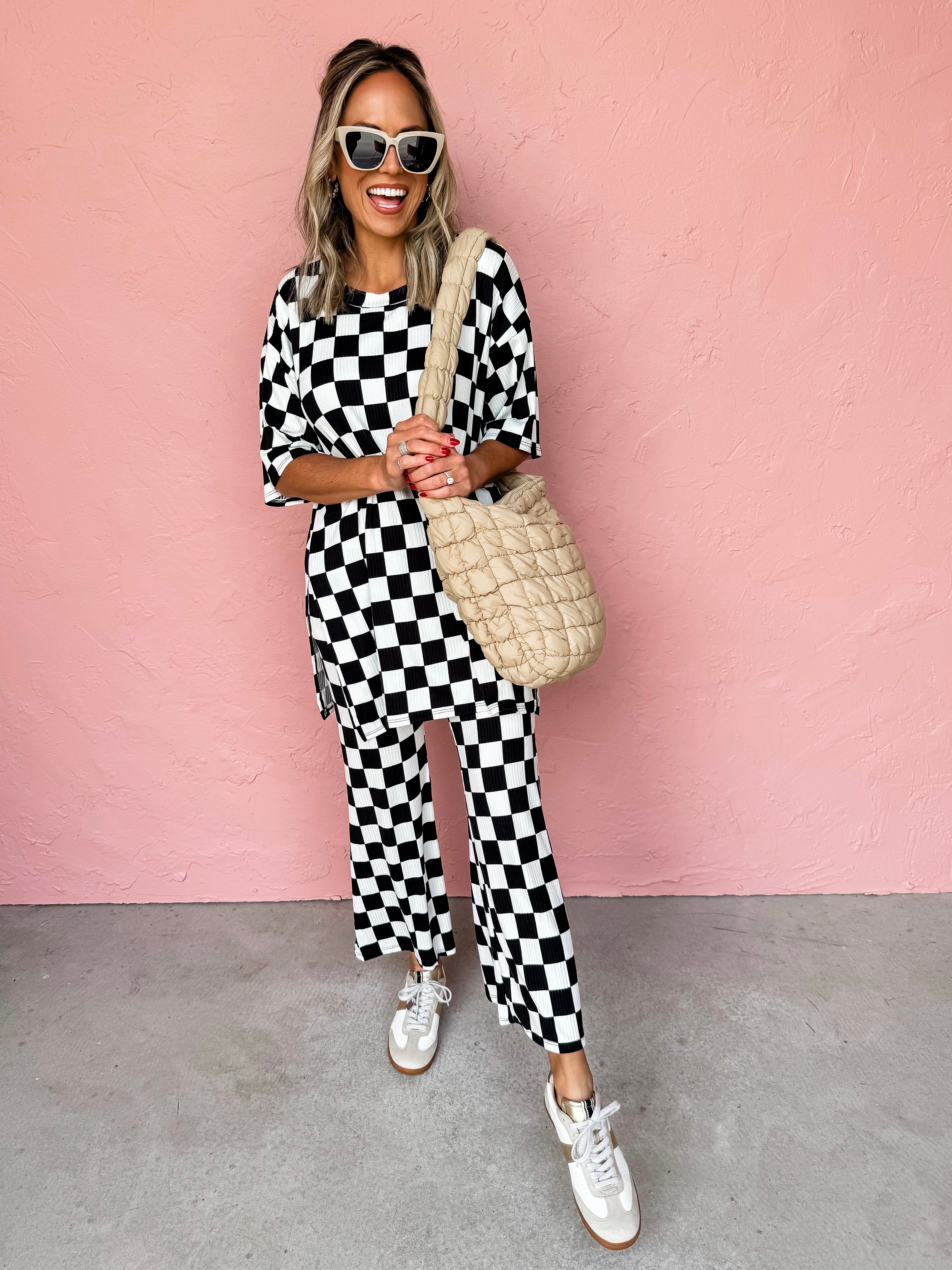 Live To The Fullest Checkered Top And Pant Set