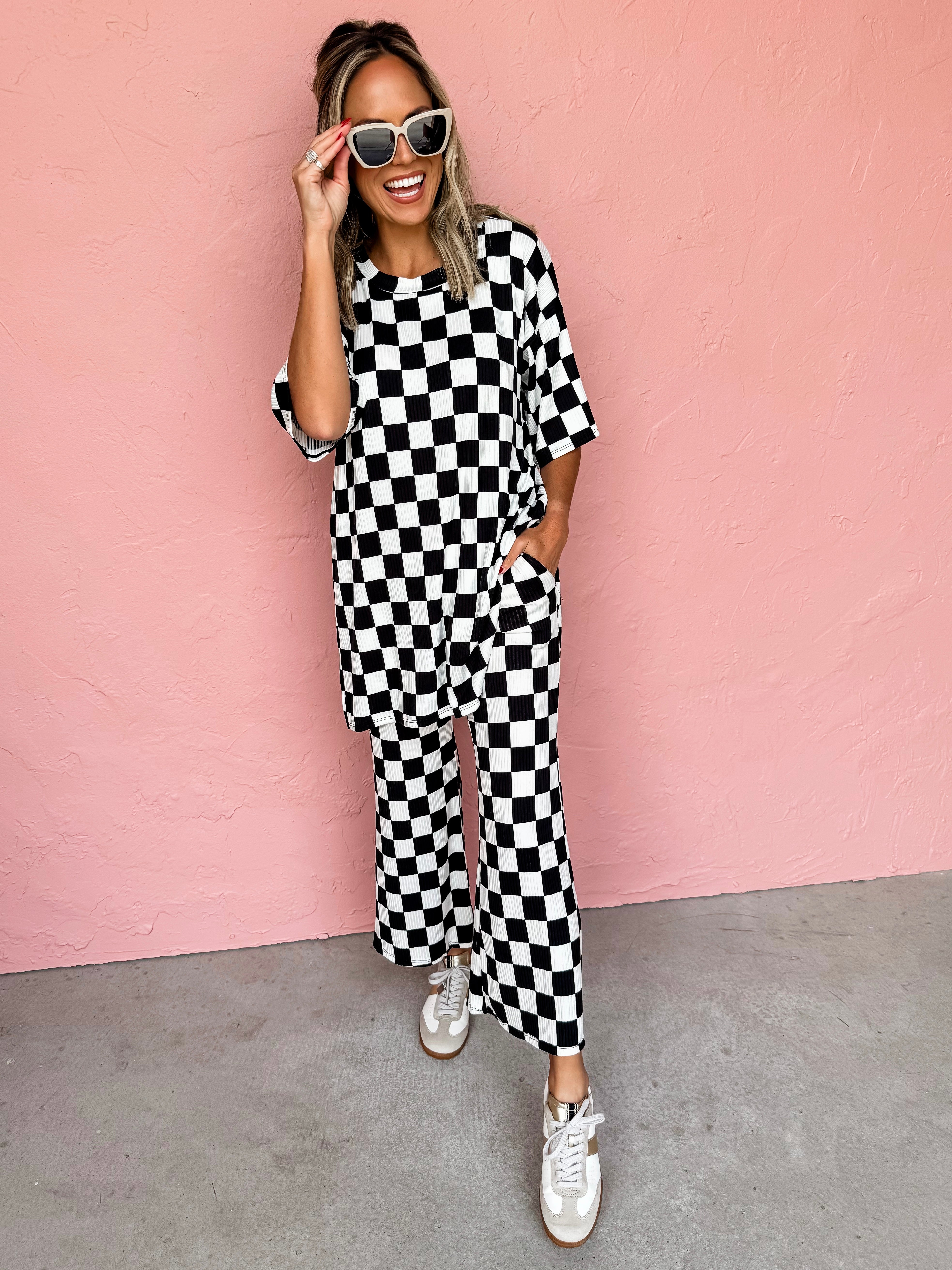 Live To The Fullest Checkered Top And Pant Set