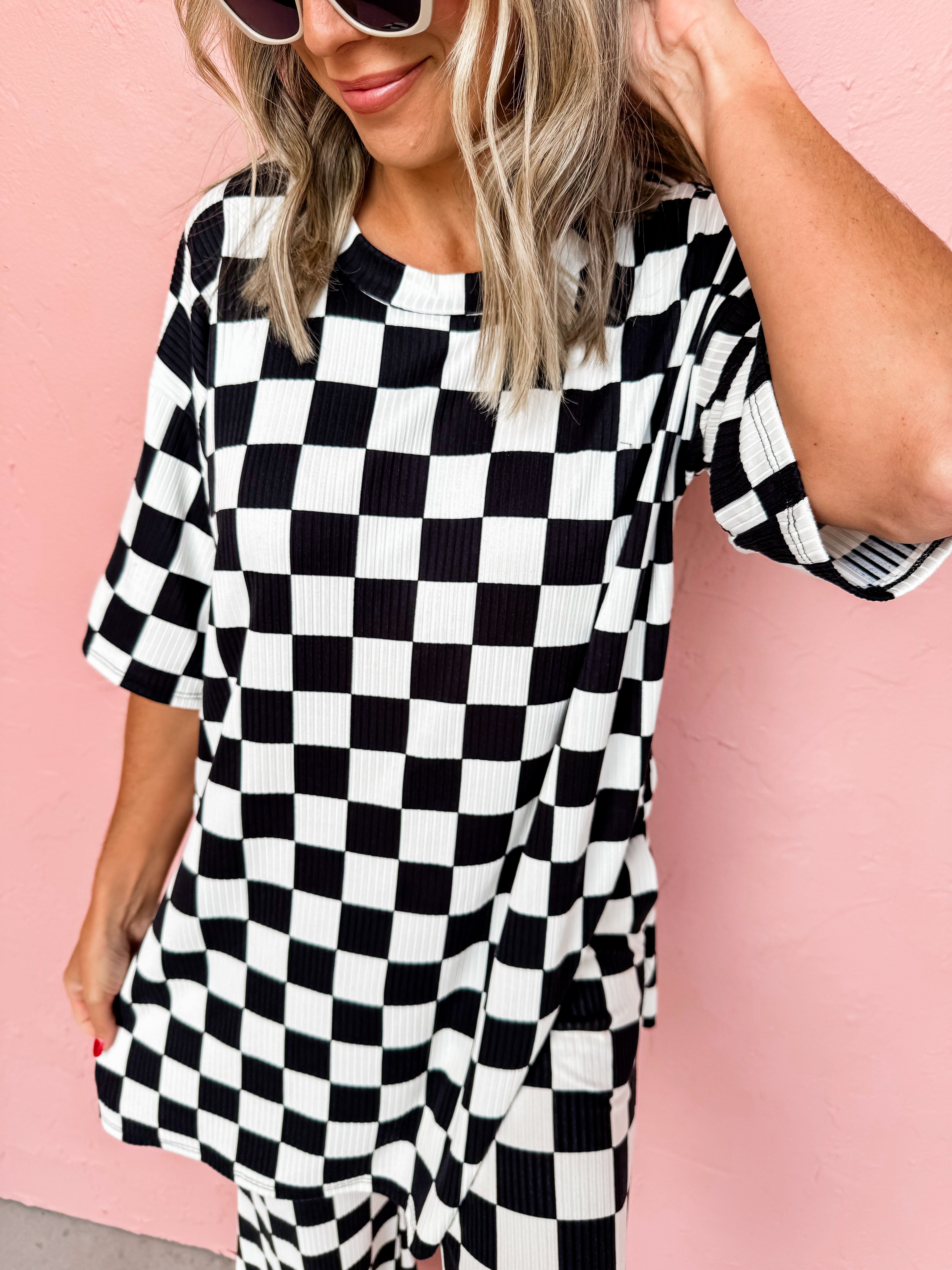 Live To The Fullest Checkered Top And Pant Set