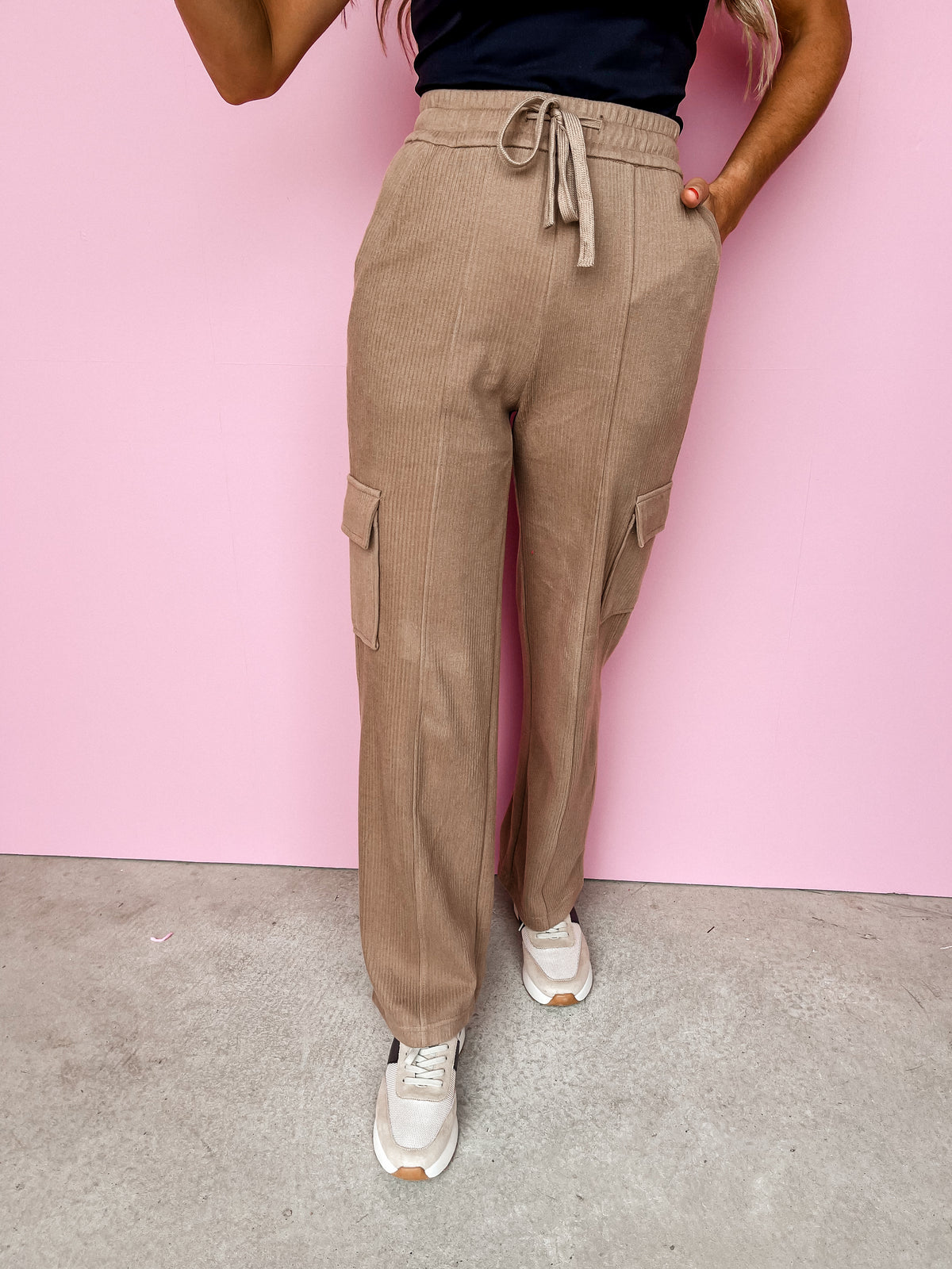 Living Easy Cargo Knit Pants-Taupe — Ruthie Grace