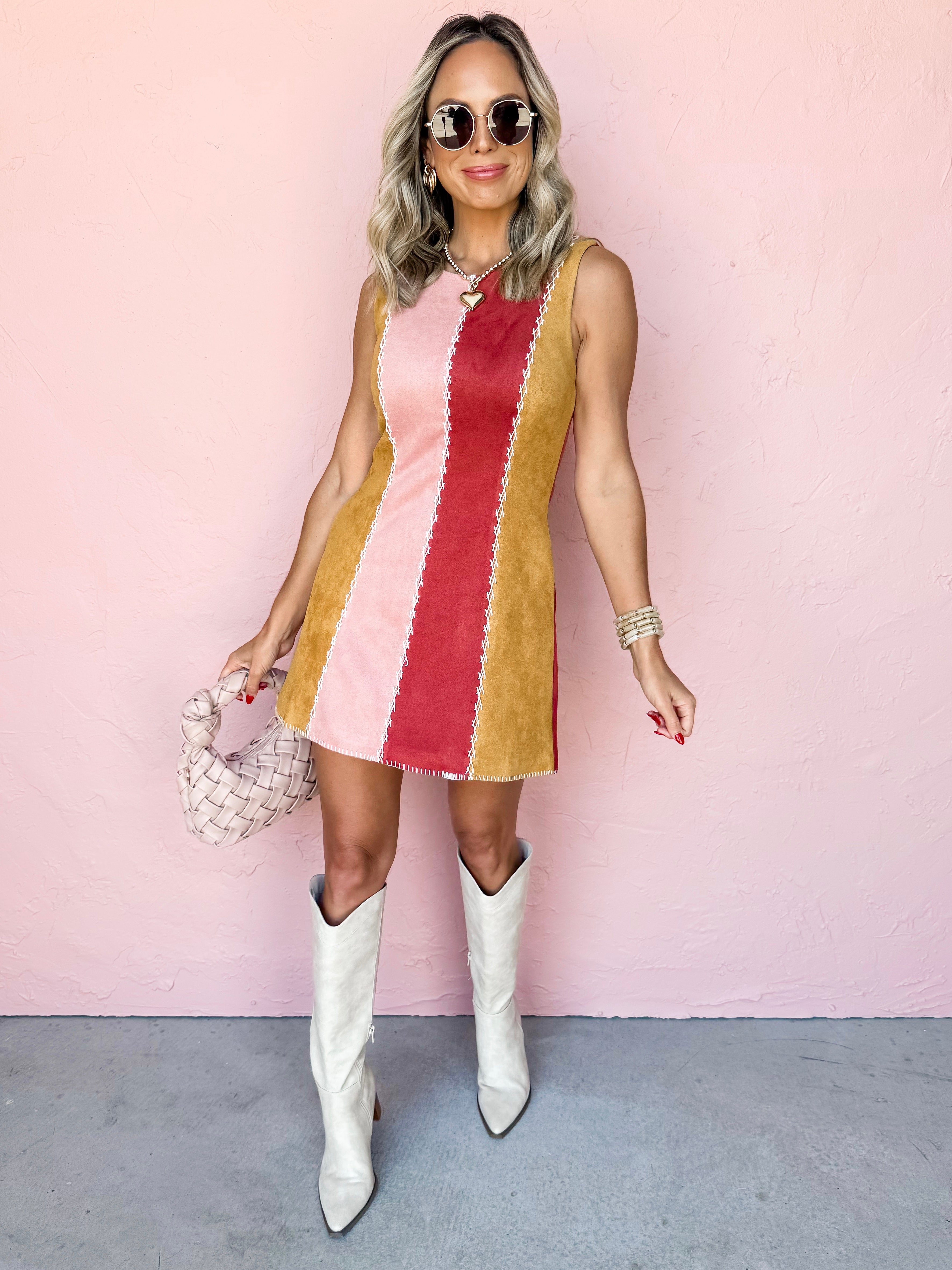 Living In Color Faux Suede Mini Dress