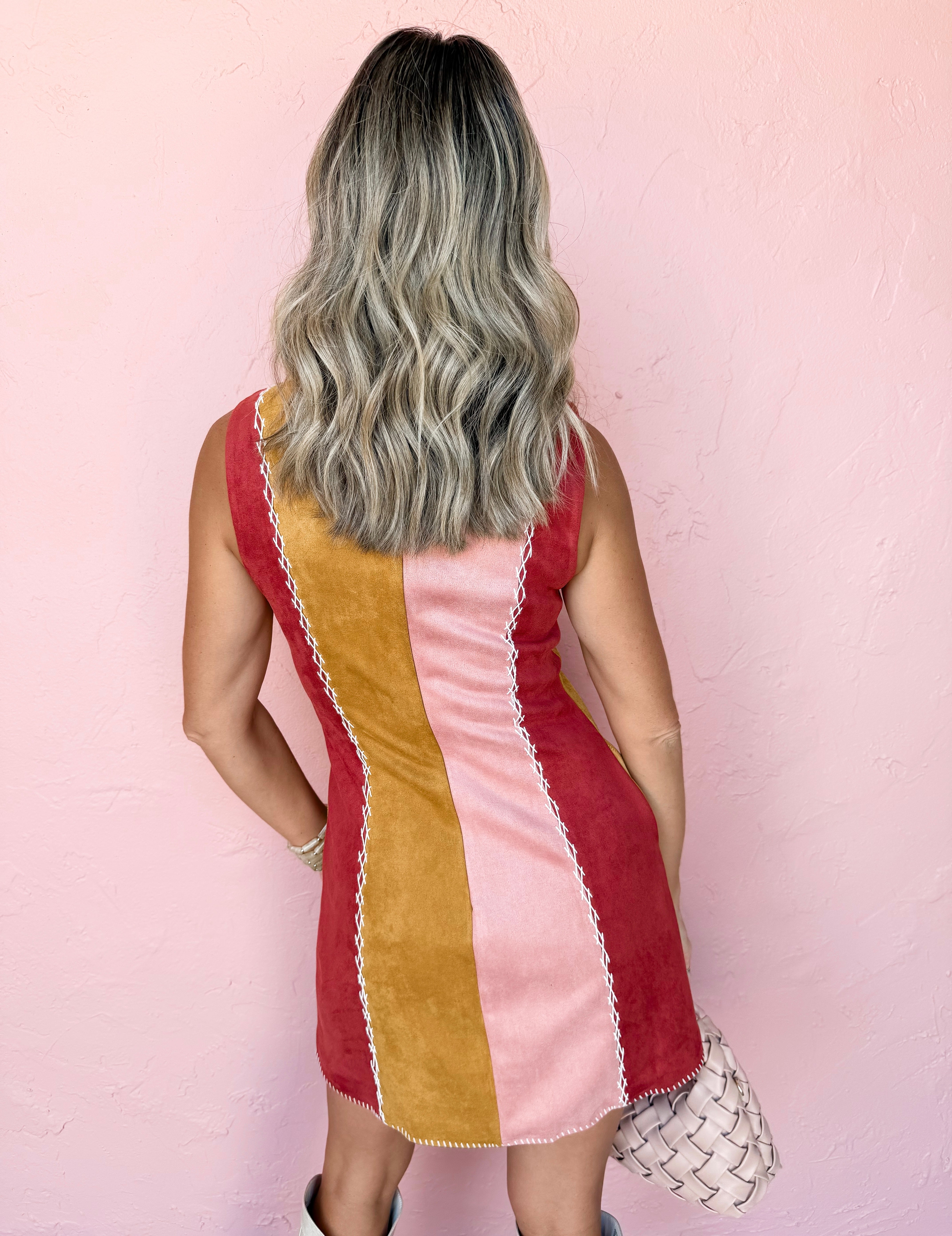 Living In Color Faux Suede Mini Dress