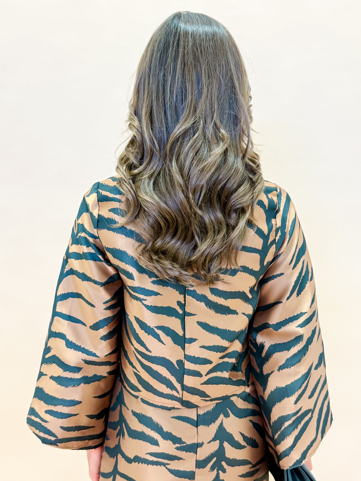 Lizzy Animal Print Flared Sleeve Cropped Top