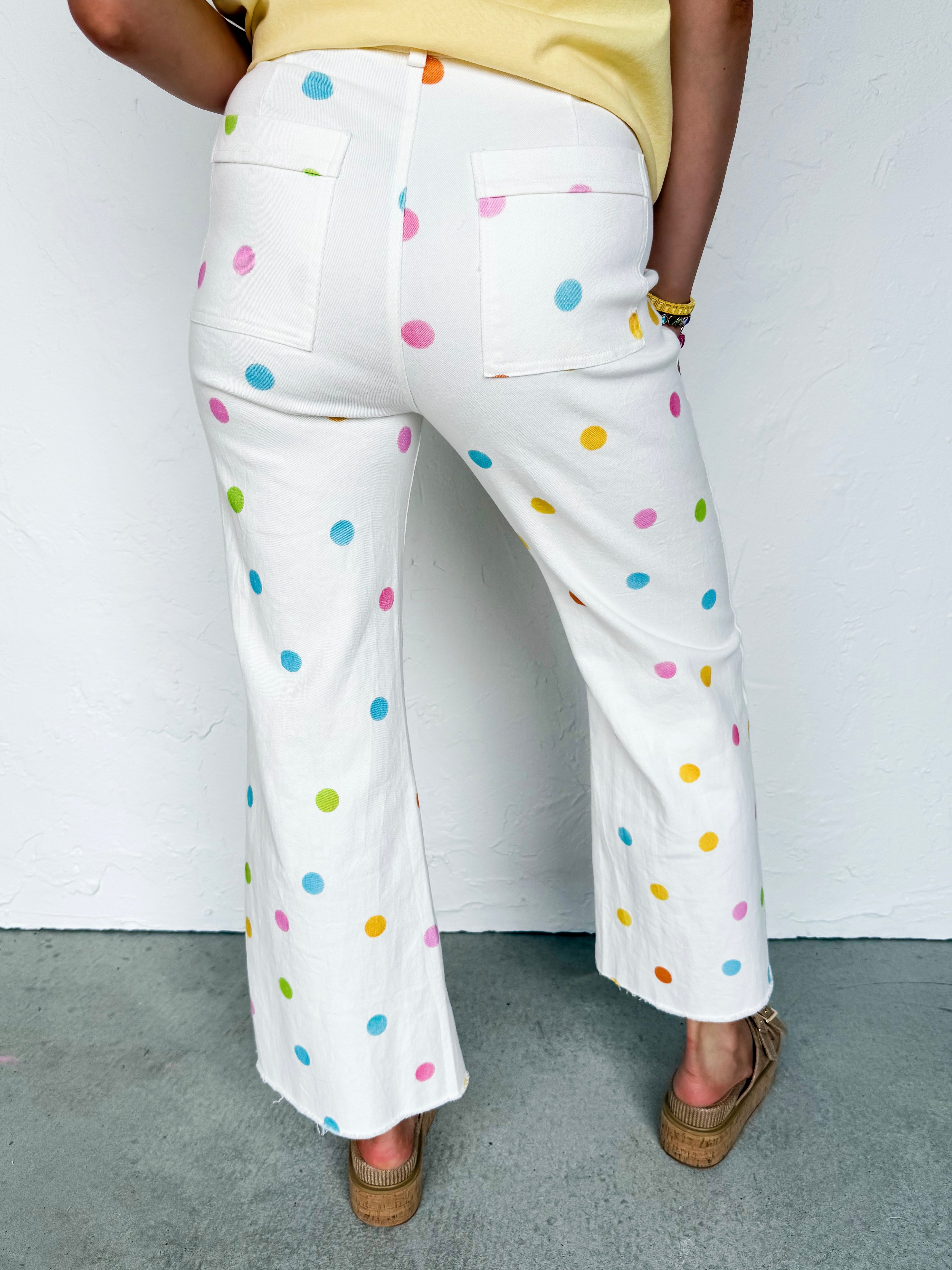Lizzy Pastel Polka Dot Wide Leg Jean