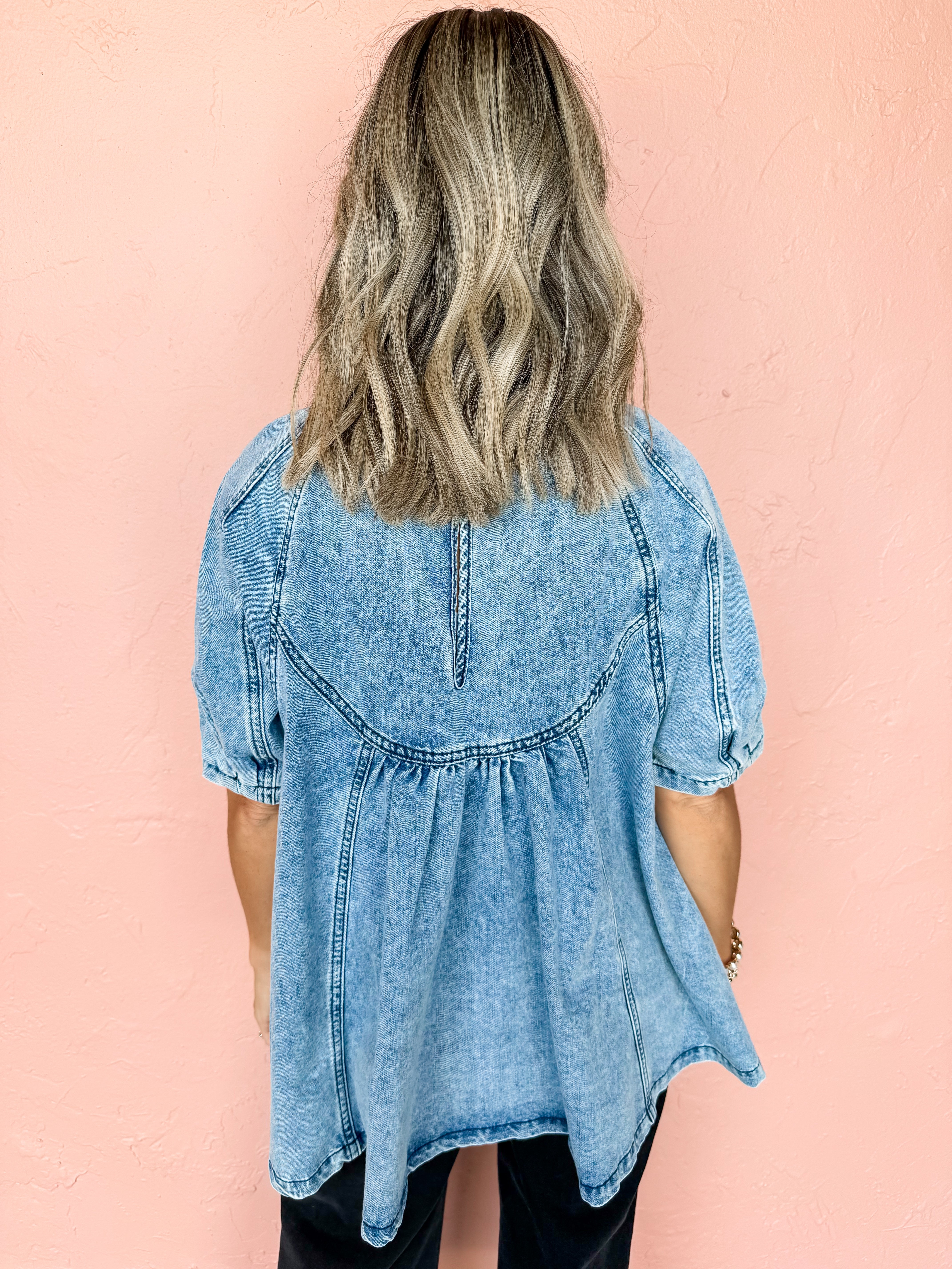 Long Time Coming Washed Denim Tunic