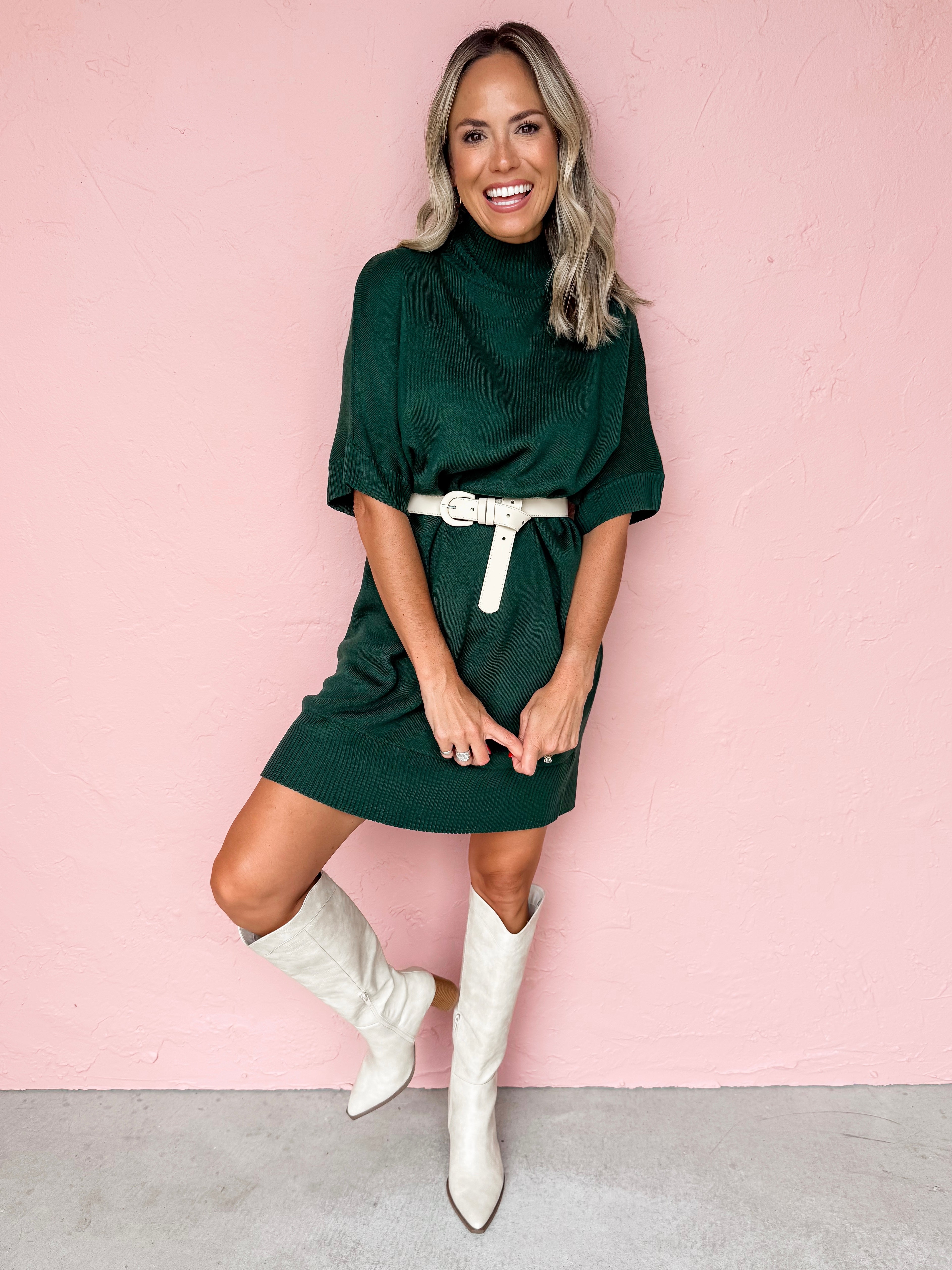 Look To Me Mock Neck Sweater Dress