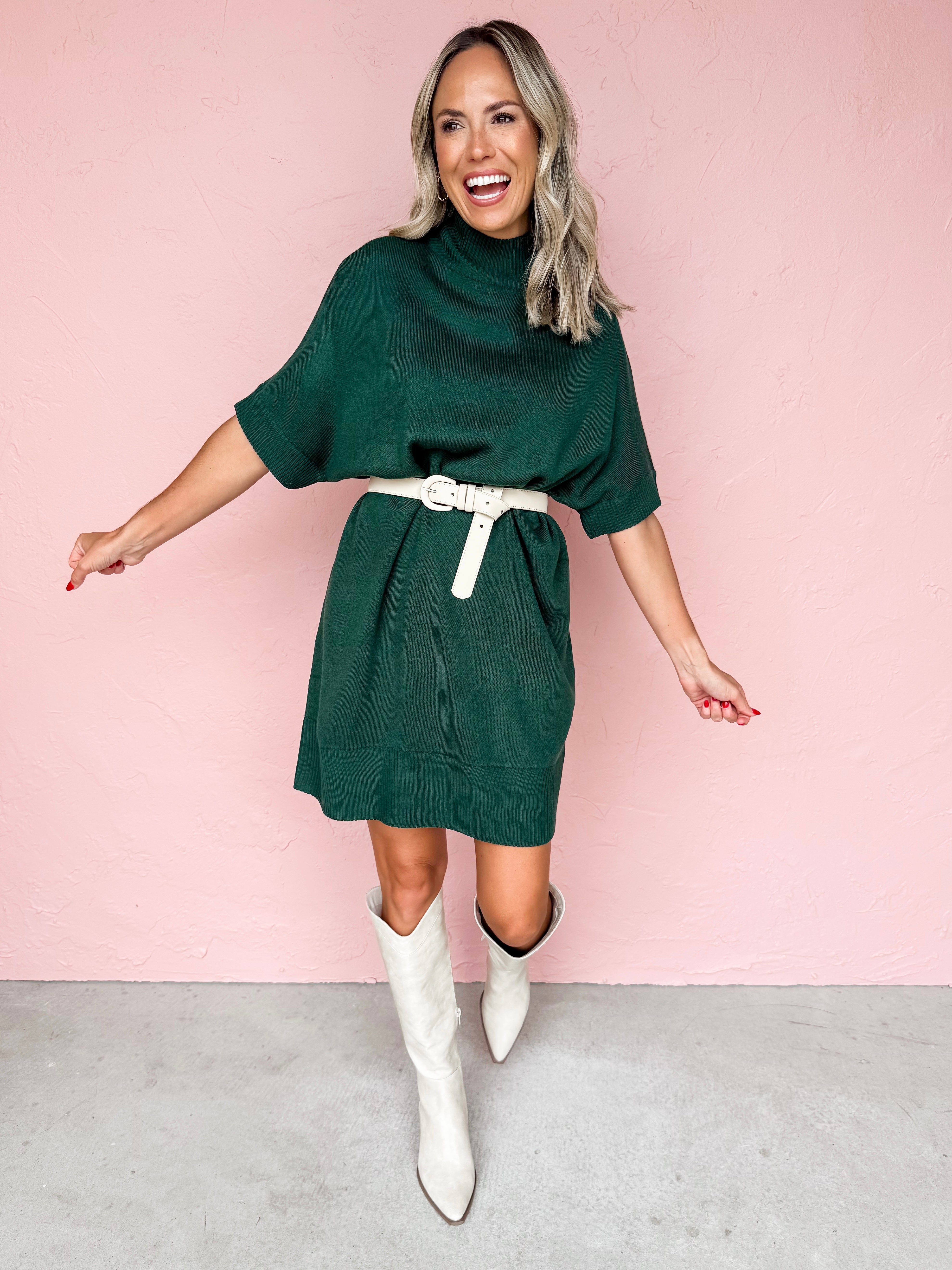 Look To Me Mock Neck Sweater Dress