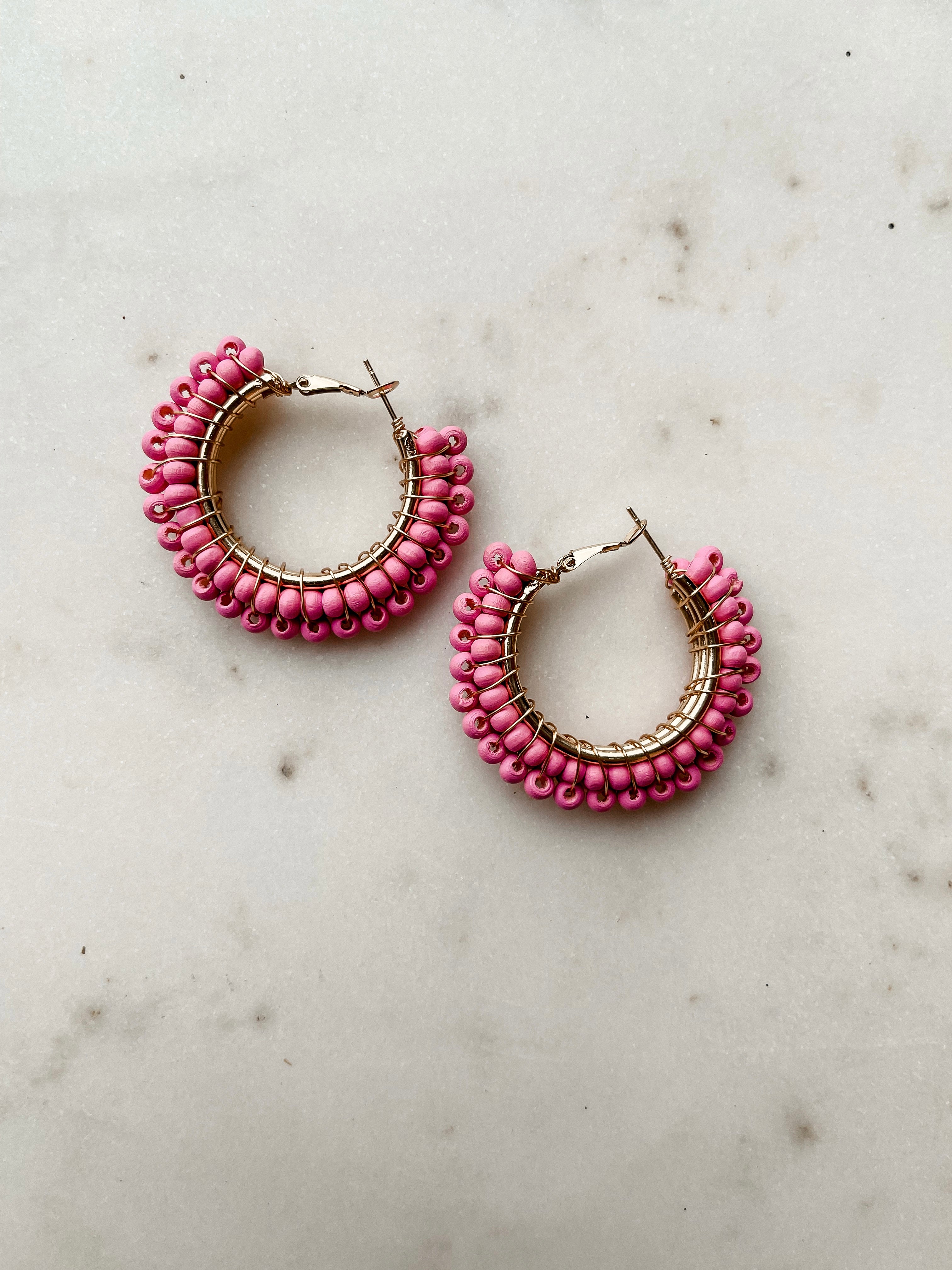 Looking For You Beaded Earrings-Pink