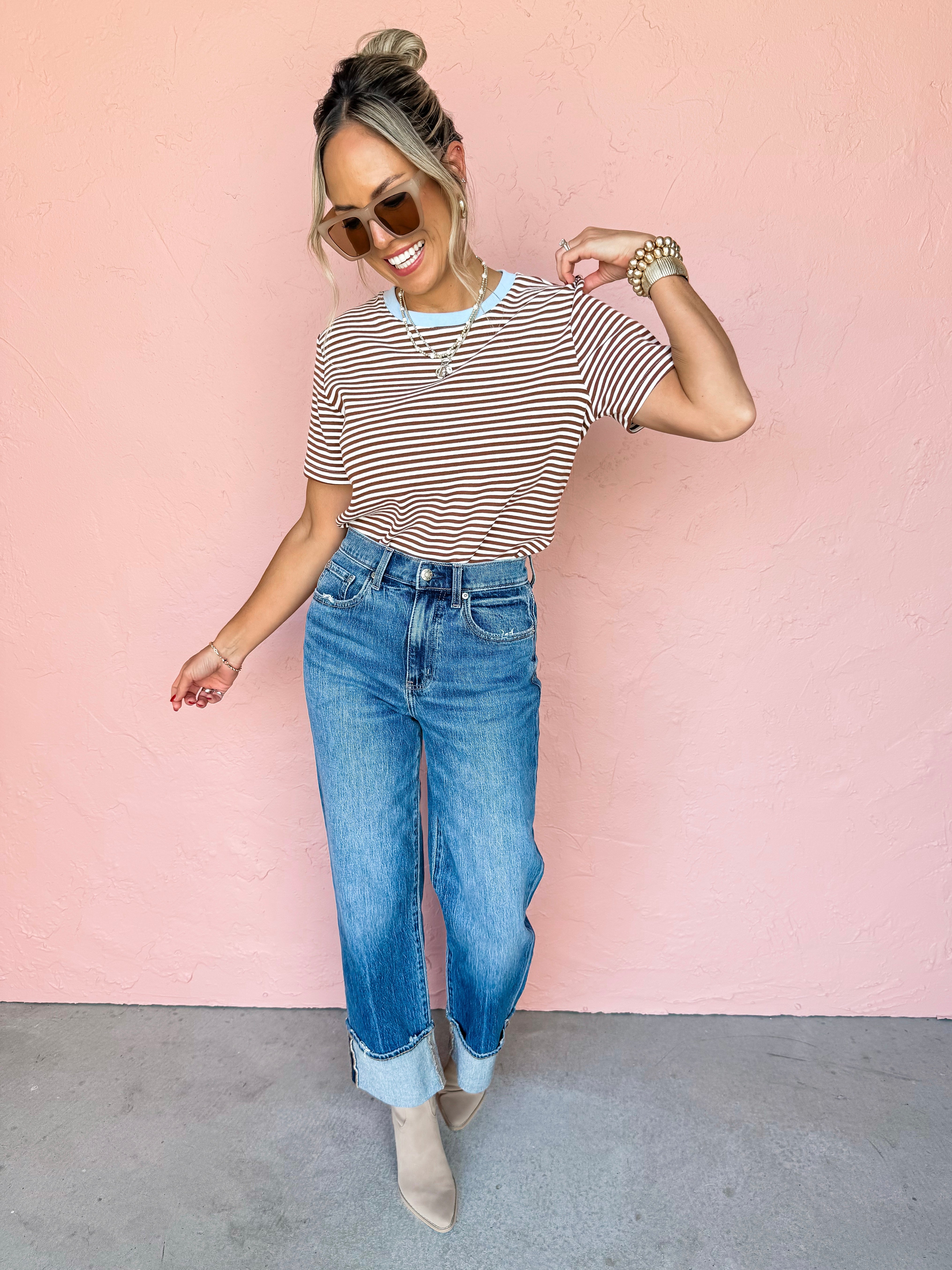 Lost In You Striped Short Sleeve Top