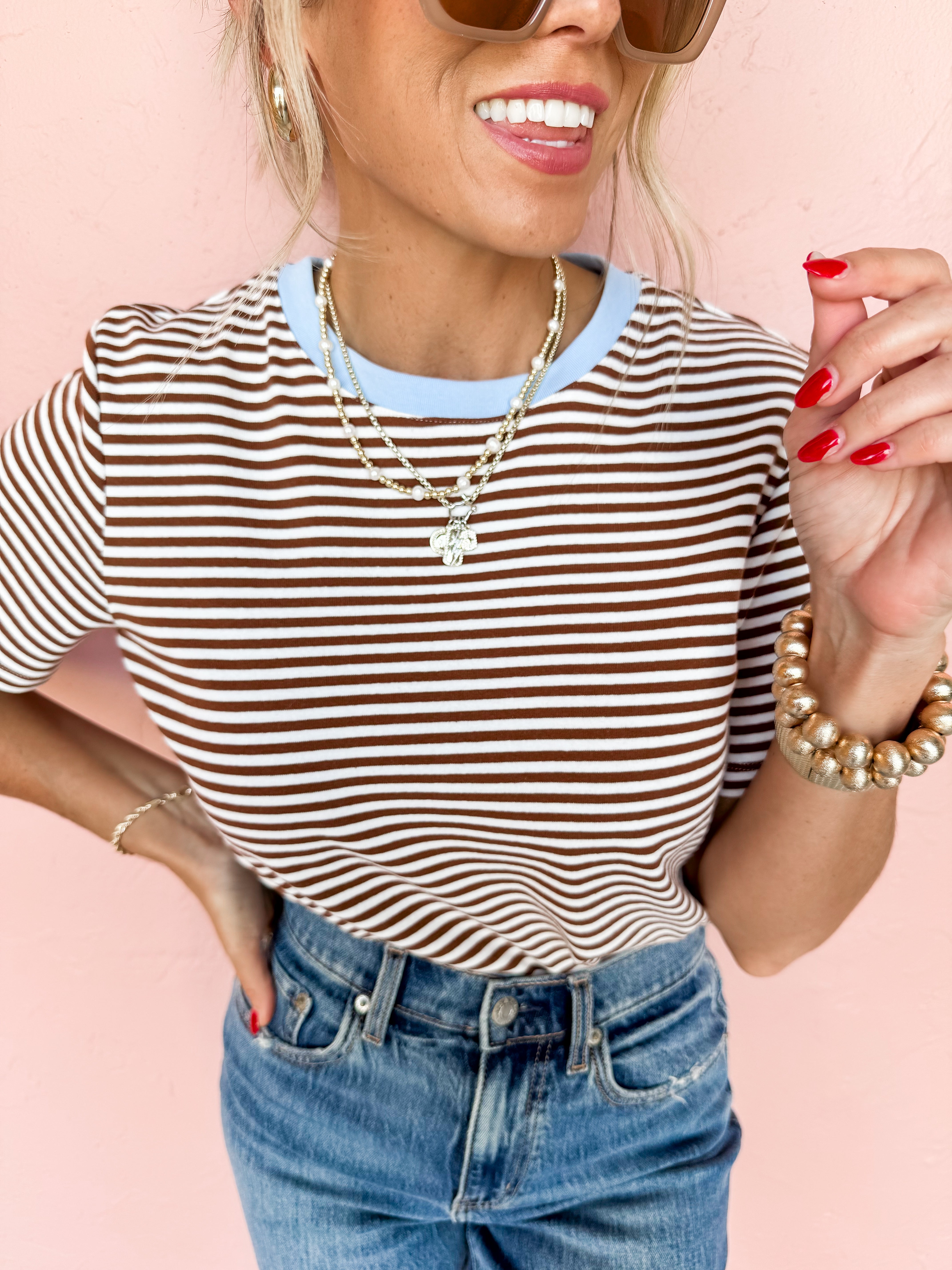 Lost In You Striped Short Sleeve Top